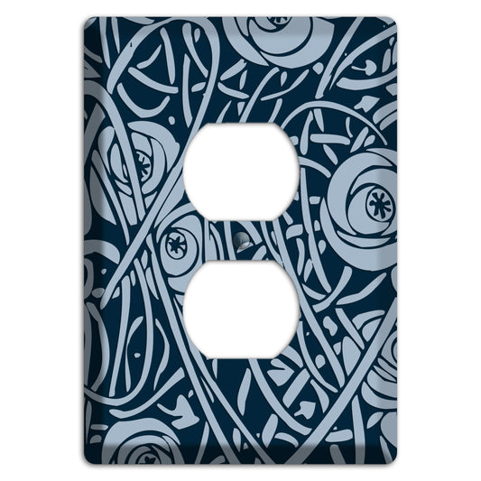 Navy Abstract Floral Duplex Outlet Wallplate