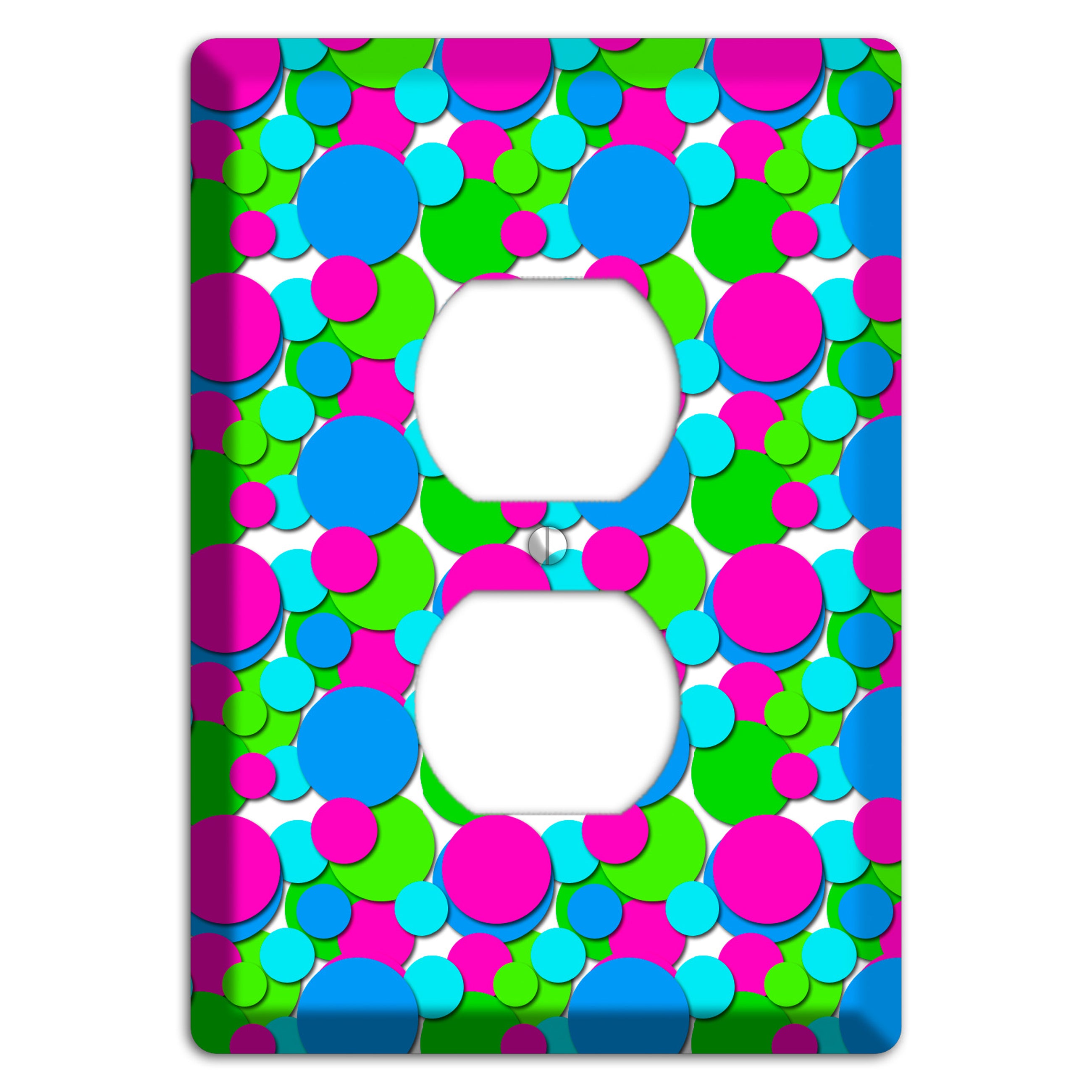 Fuschia Lime Blue Bubble Dots Duplex Outlet Wallplate