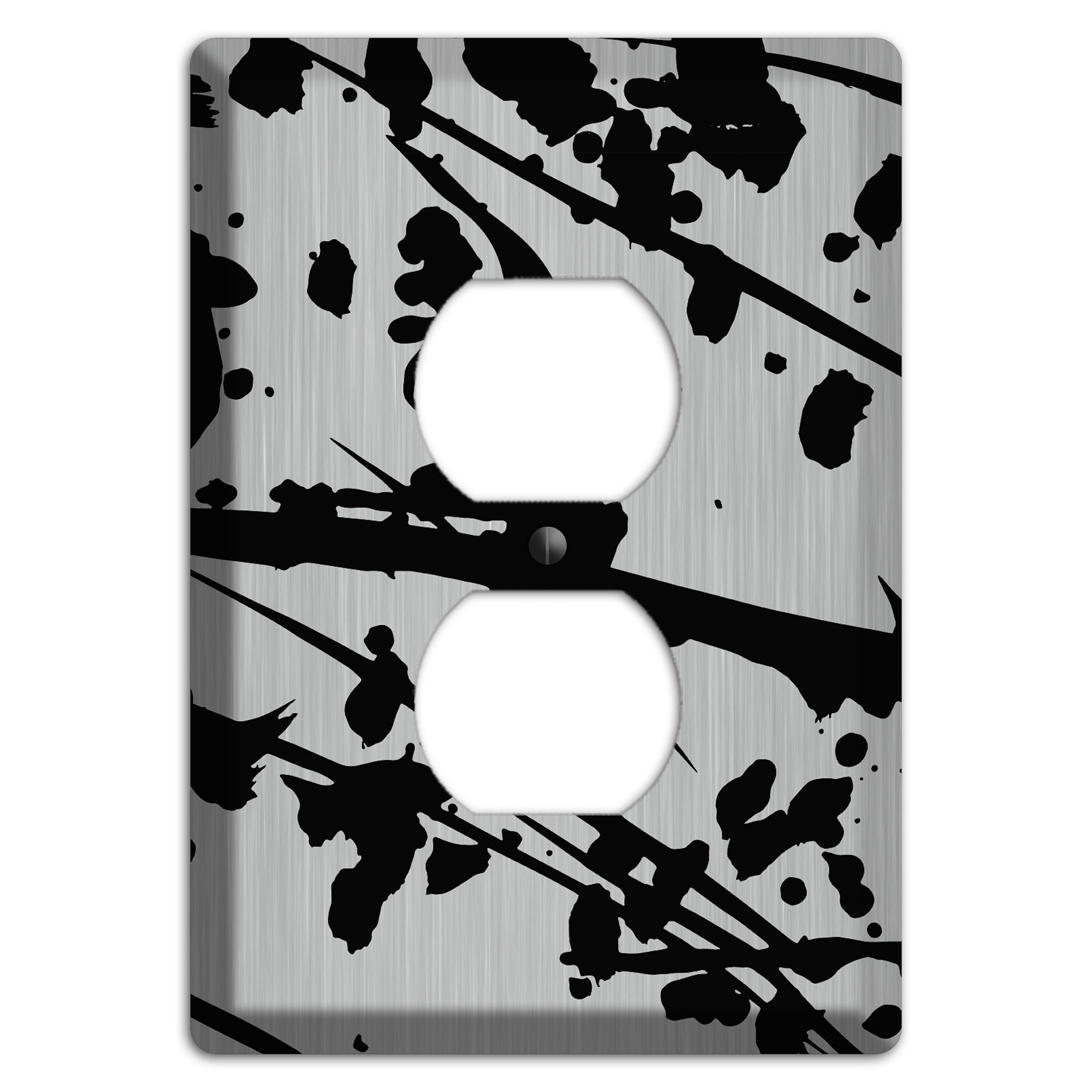Ink Splash 6 Stainless Duplex Outlet Wallplate