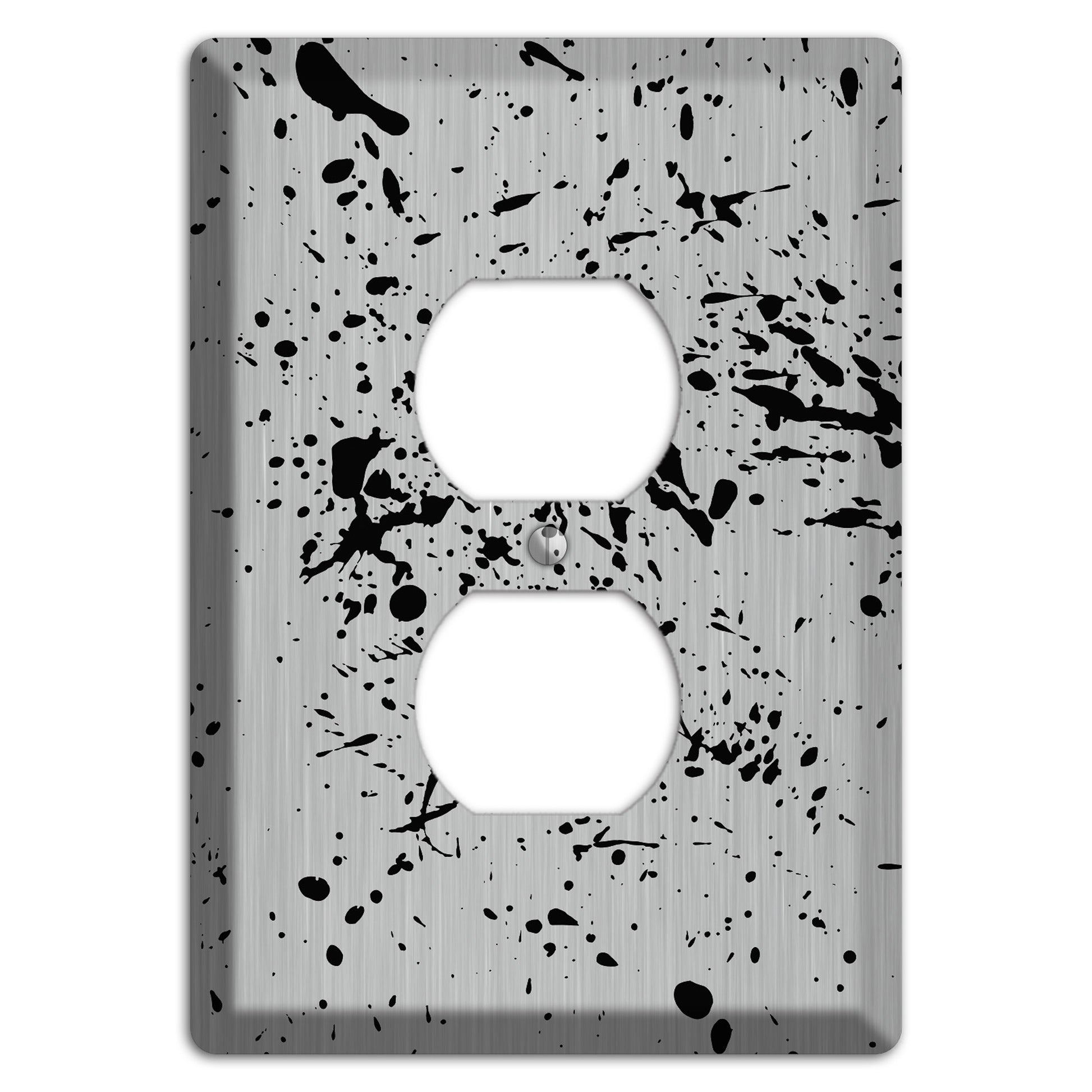 Ink Splash 4 Stainless Duplex Outlet Wallplate