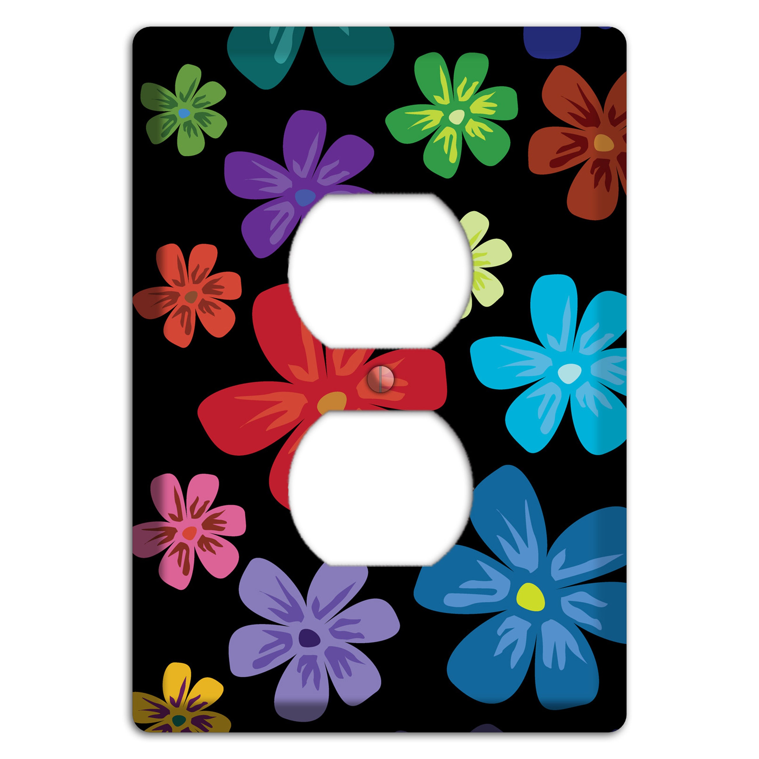 Green Flowers Duplex Outlet Wallplate