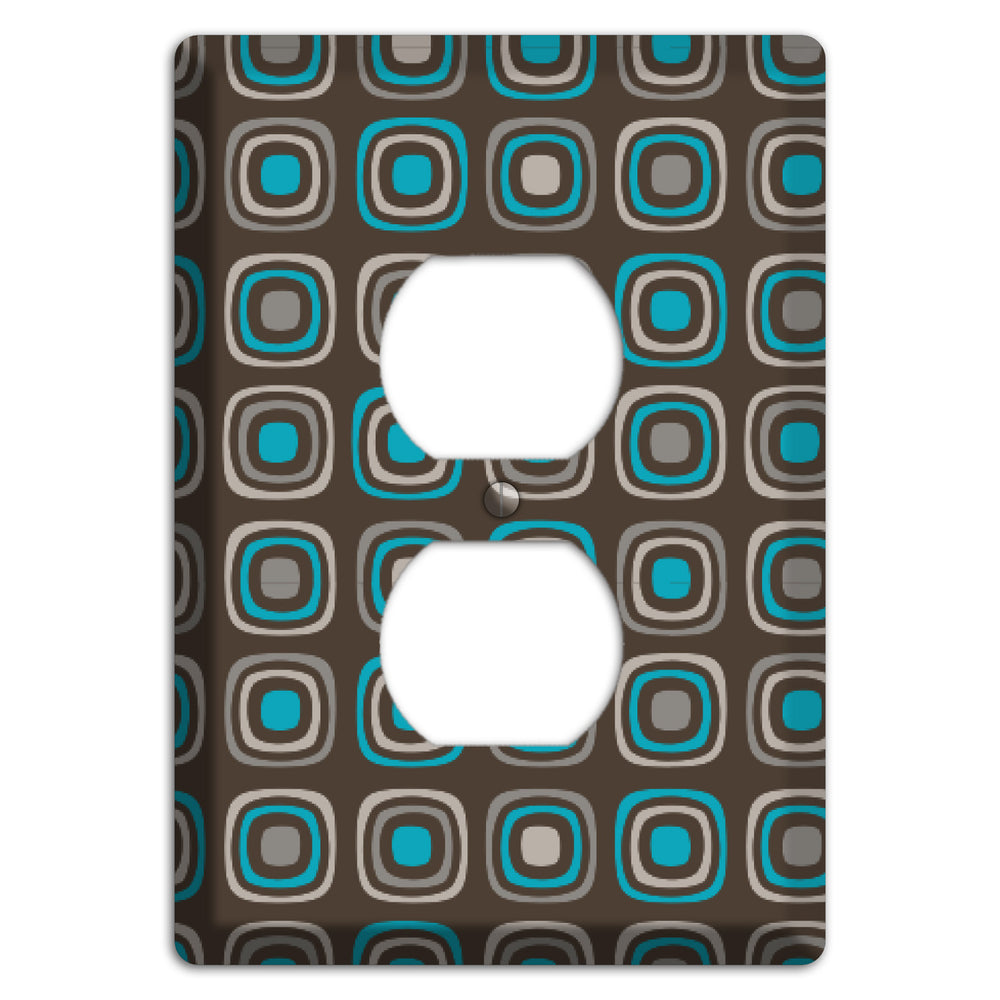 Brown and Blue Rounded Squares Duplex Outlet Wallplate
