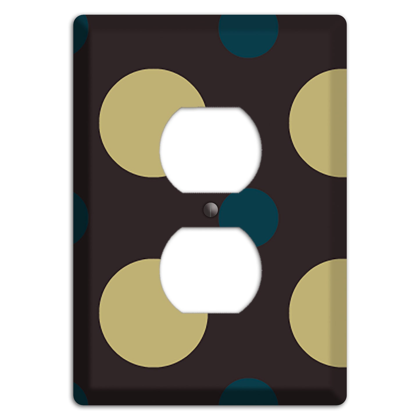 Brown with Olive and Dark Aqua Multi Polka Dots Duplex Outlet Wallplate