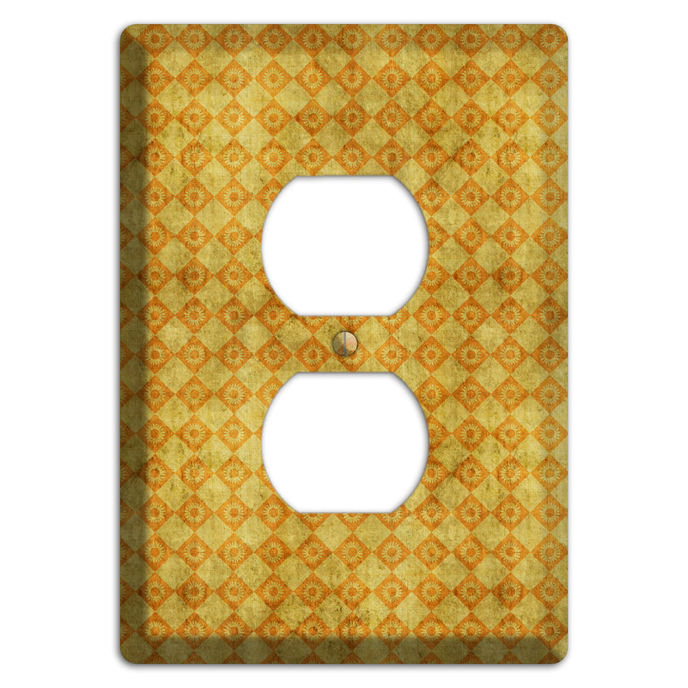 Mustard Diamond Circles Duplex Outlet Wallplate