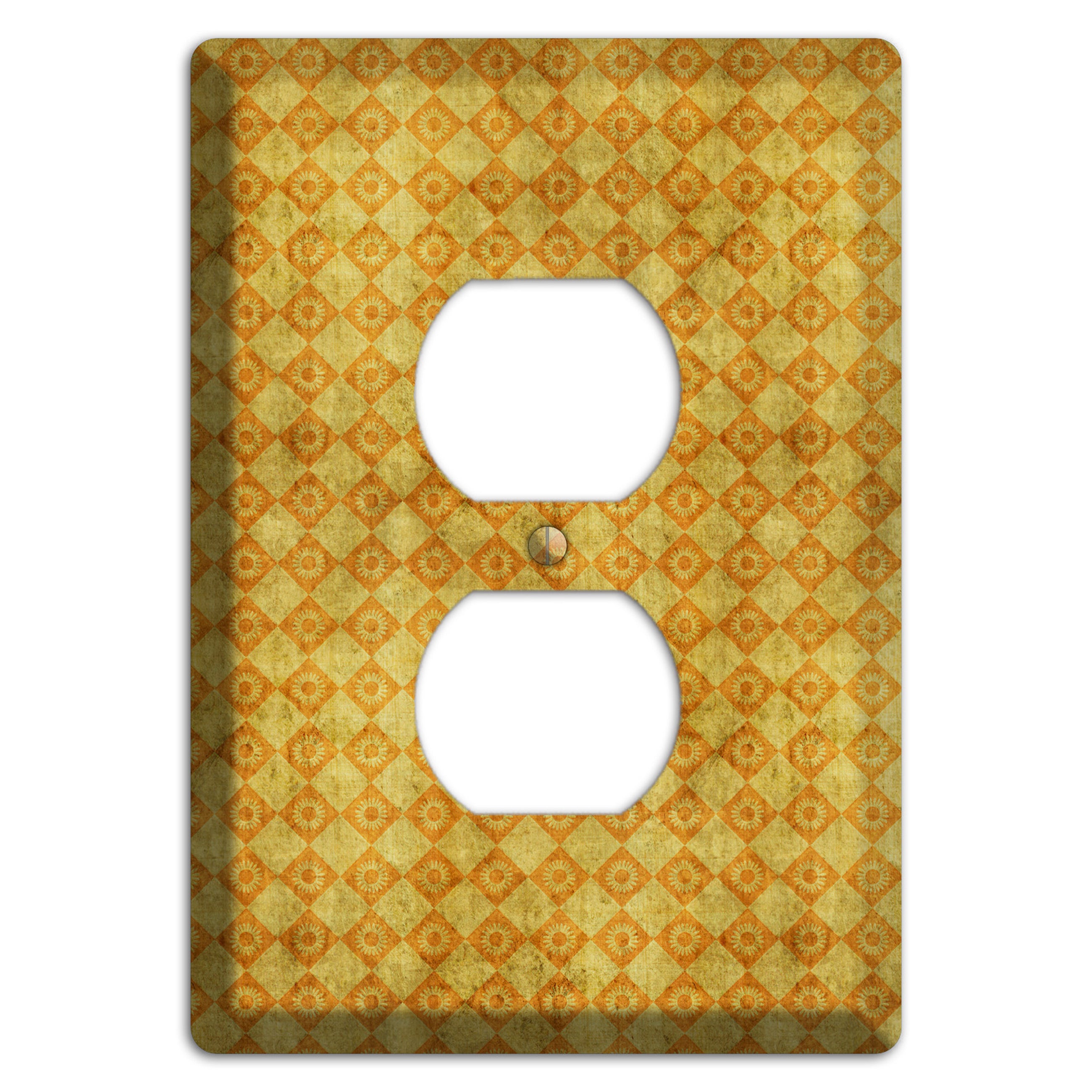 Mustard Diamond Circles Duplex Outlet Wallplate