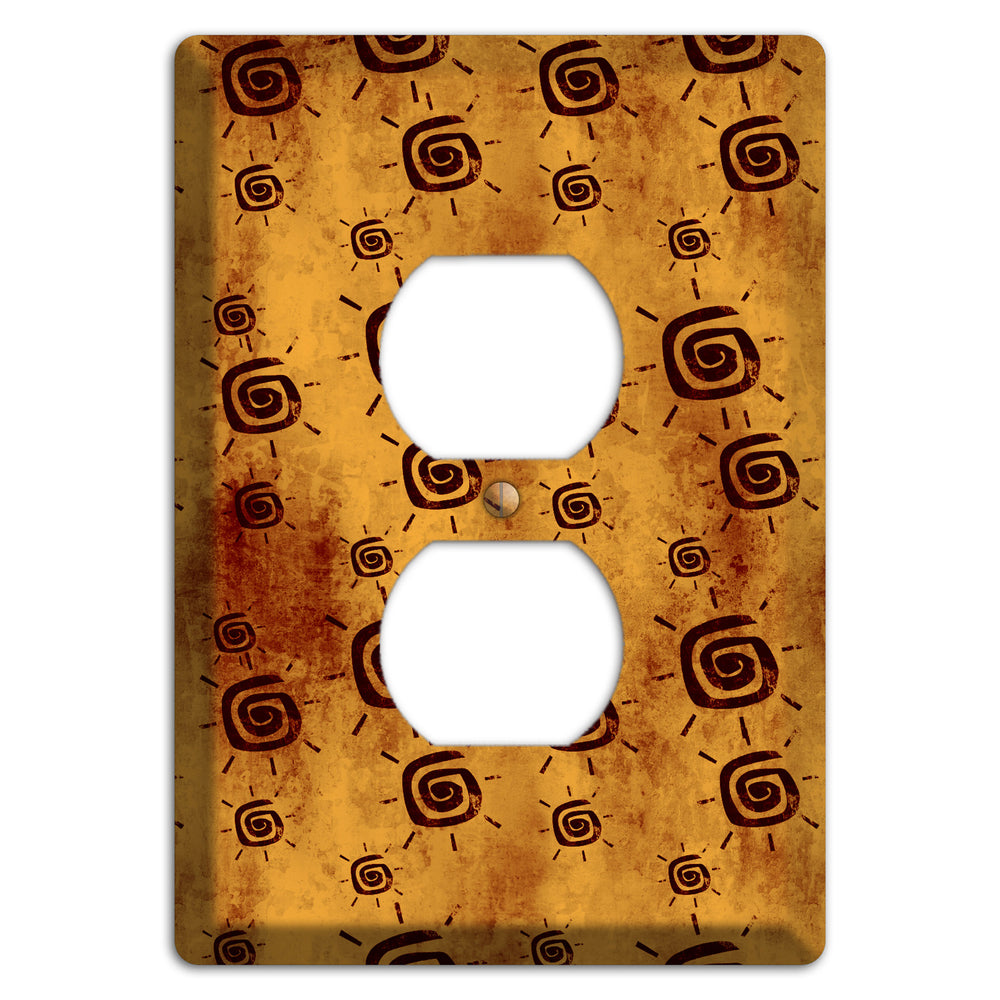 Mustard with Maroon Swirl Duplex Outlet Wallplate