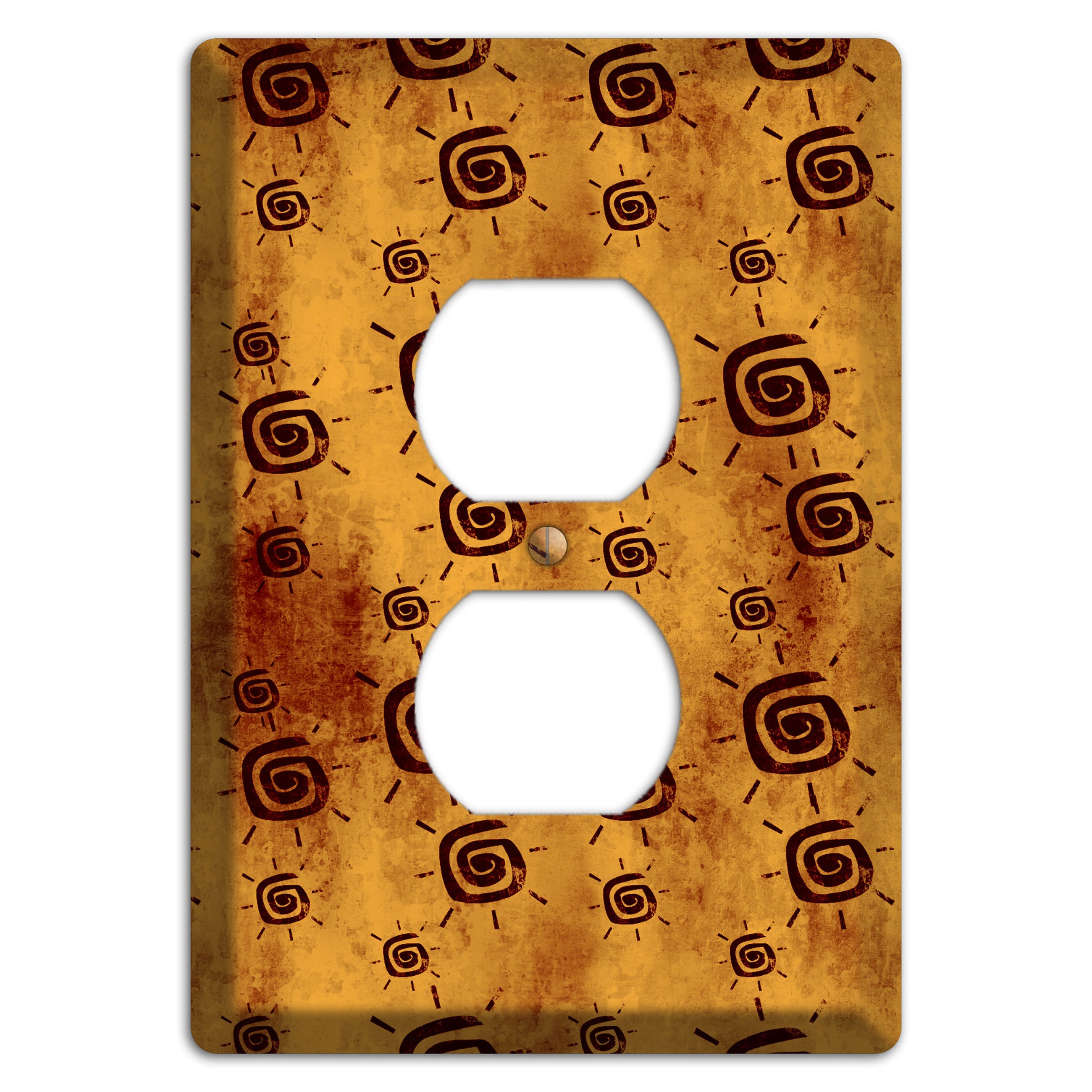 Mustard with Maroon Swirl Duplex Outlet Wallplate