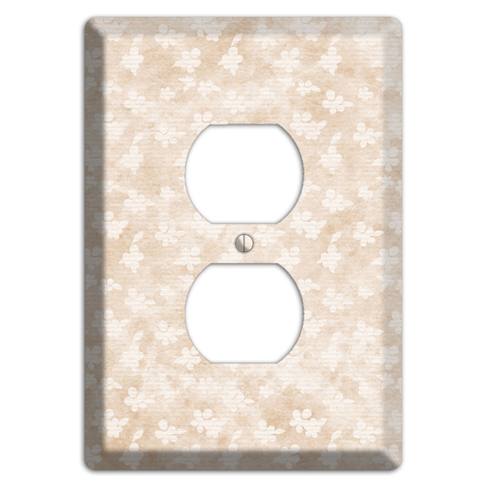 White Linen Neutral Texture Duplex Outlet Wallplate