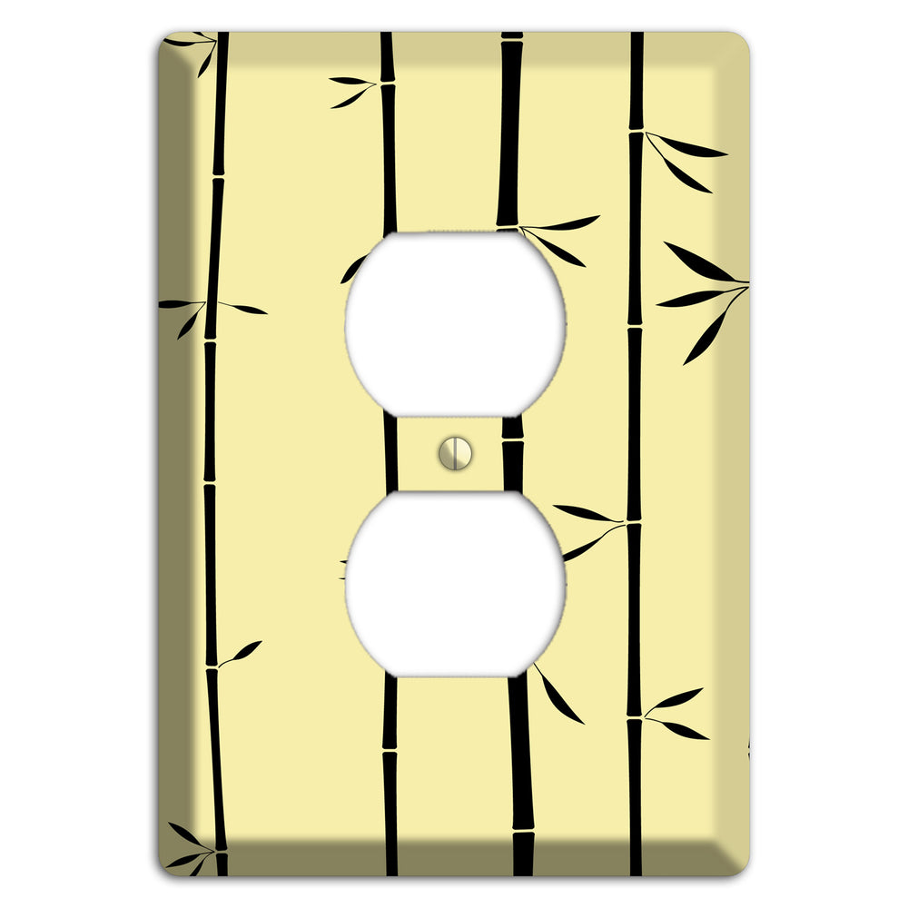 Yellow and Black Bamboo Duplex Outlet Wallplate