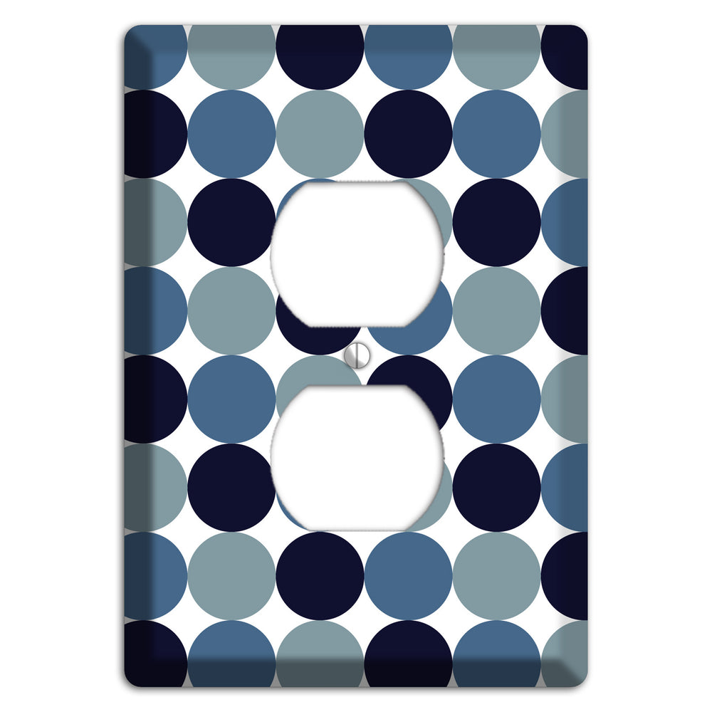 Multi Dusty Blue Tiled Dots Duplex Outlet Wallplate