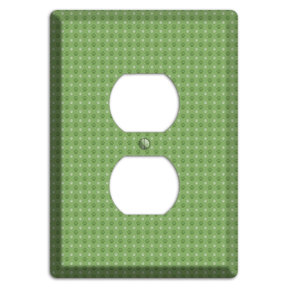 Green Paw Prints Duplex Outlet Wallplate