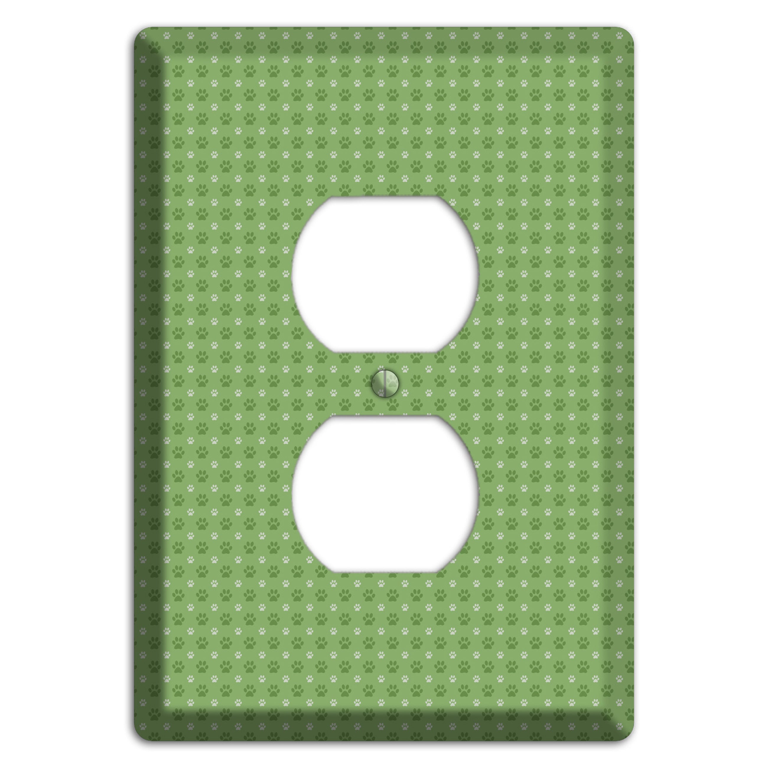 Green Paw Prints Duplex Outlet Wallplate