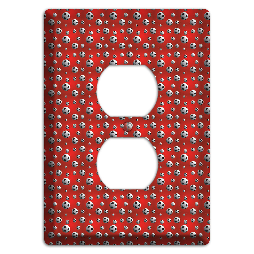 Red with Soccer Balls Duplex Outlet Wallplate