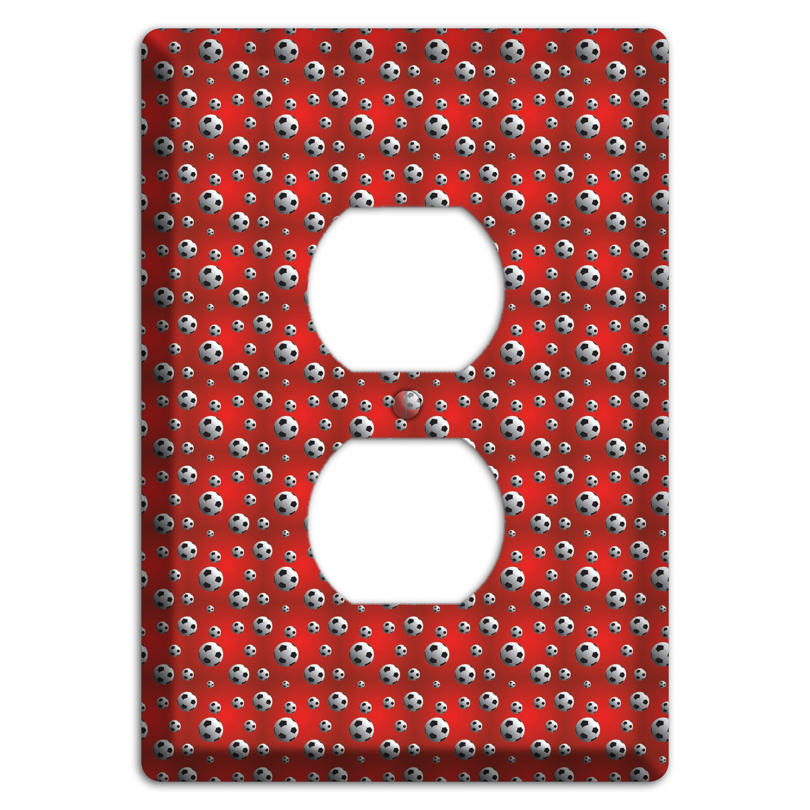 Red with Soccer Balls Duplex Outlet Wallplate