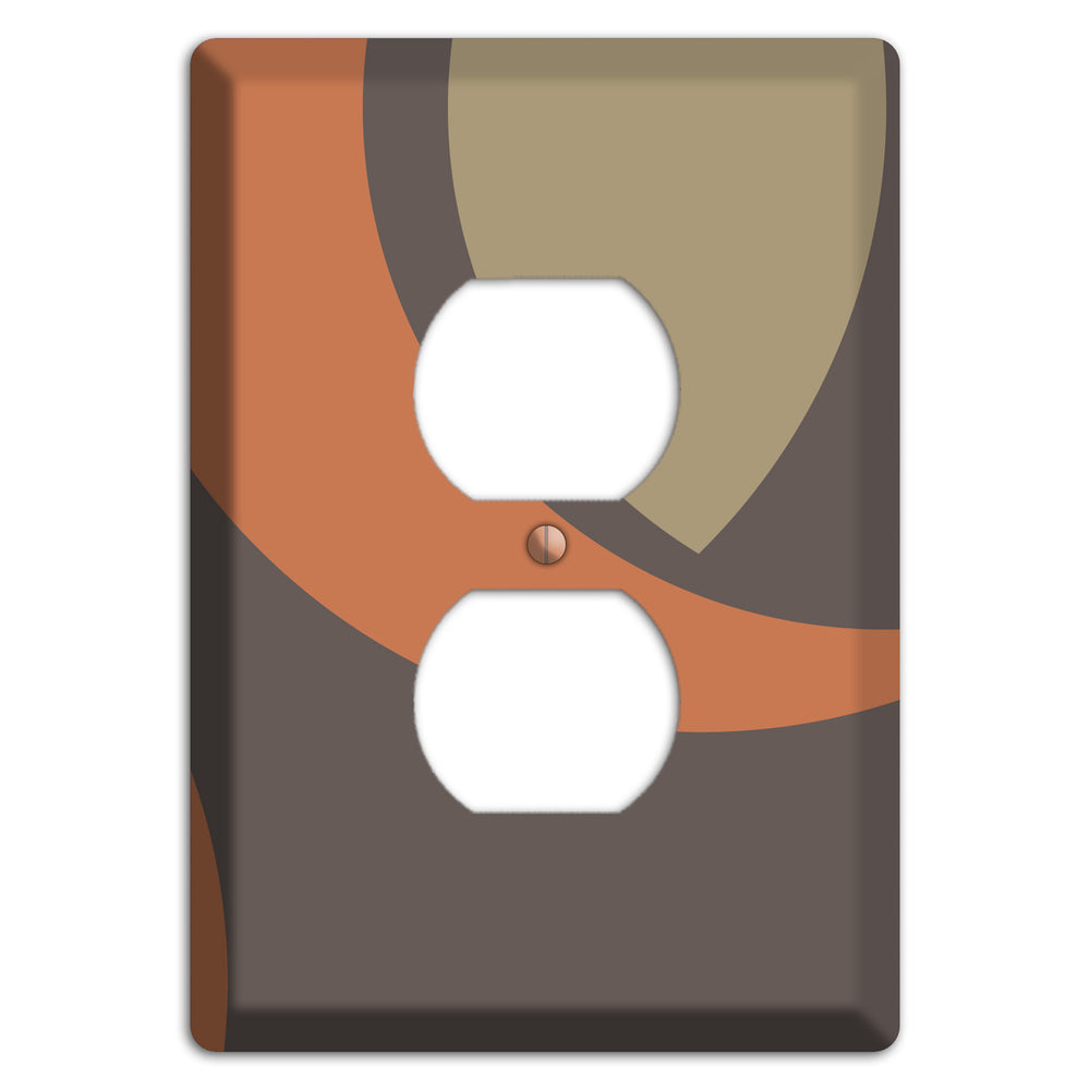 Grey Beige and Orange Abstract Duplex Outlet Wallplate