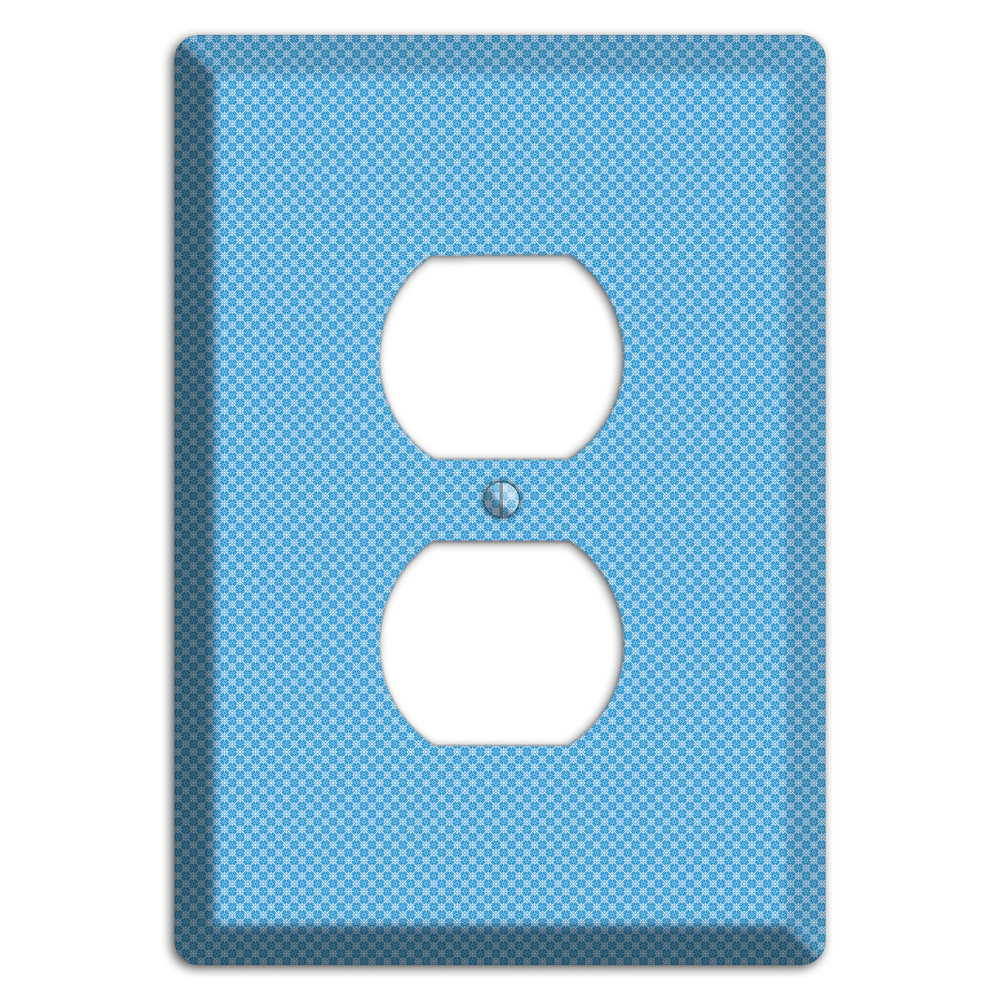 Light Blue Tiny Check Duplex Outlet Wallplate