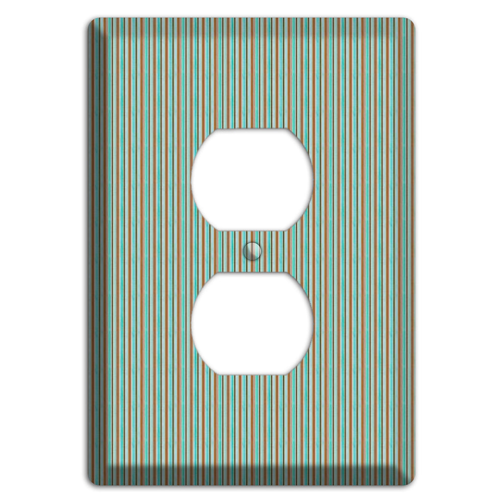 Multi Aqua Vertical Stripe Duplex Outlet Wallplate