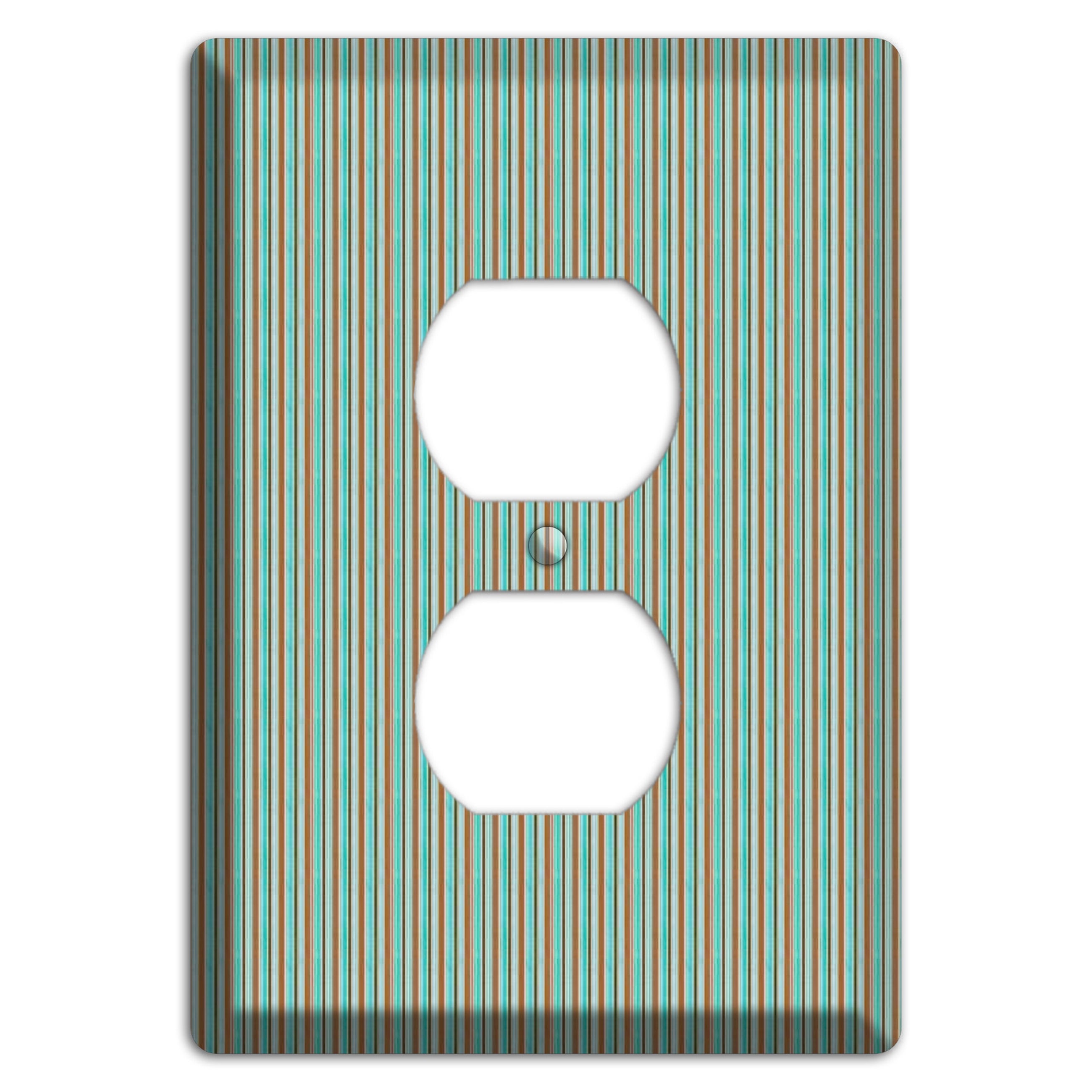 Multi Aqua Vertical Stripe Duplex Outlet Wallplate