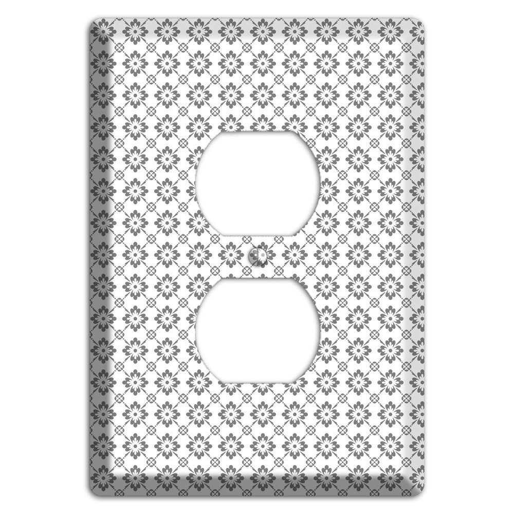 White with Grey Foulard Duplex Outlet Wallplate