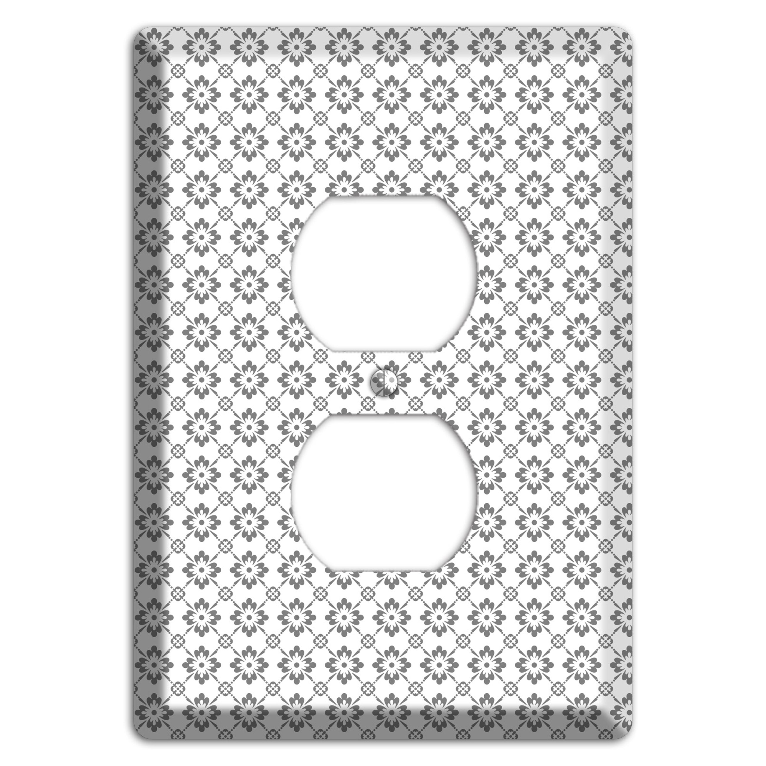 White with Grey Foulard Duplex Outlet Wallplate