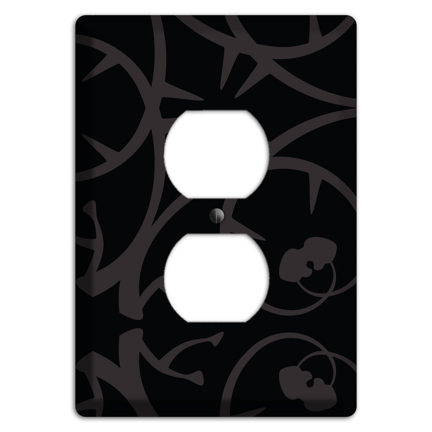 Black with Grey Abstract Swirl Duplex Outlet Wallplate