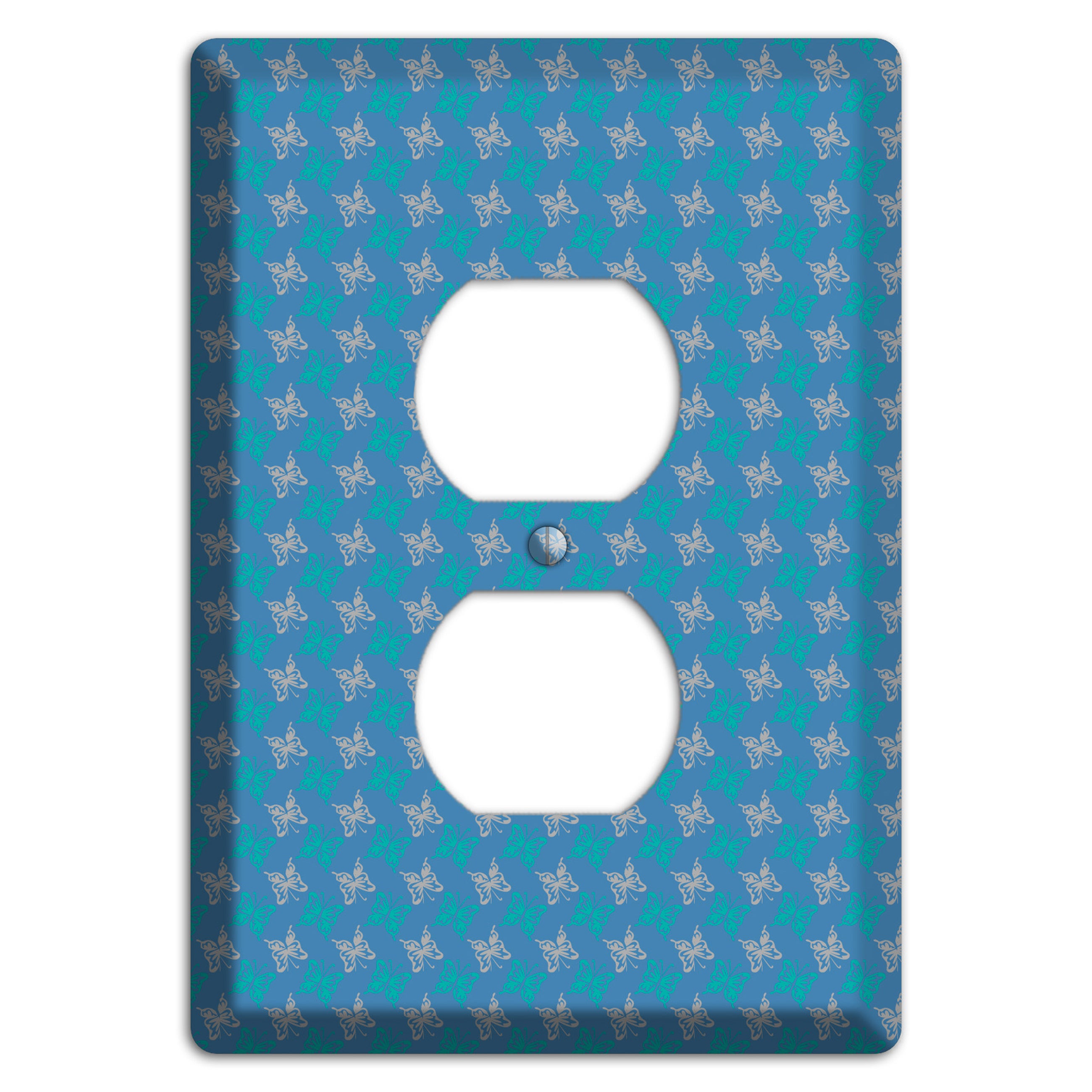 Blue with White and Turquoise Butterflies Duplex Outlet Wallplate