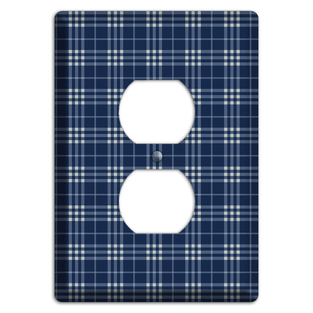 Blue and White Plaid Duplex Outlet Wallplate