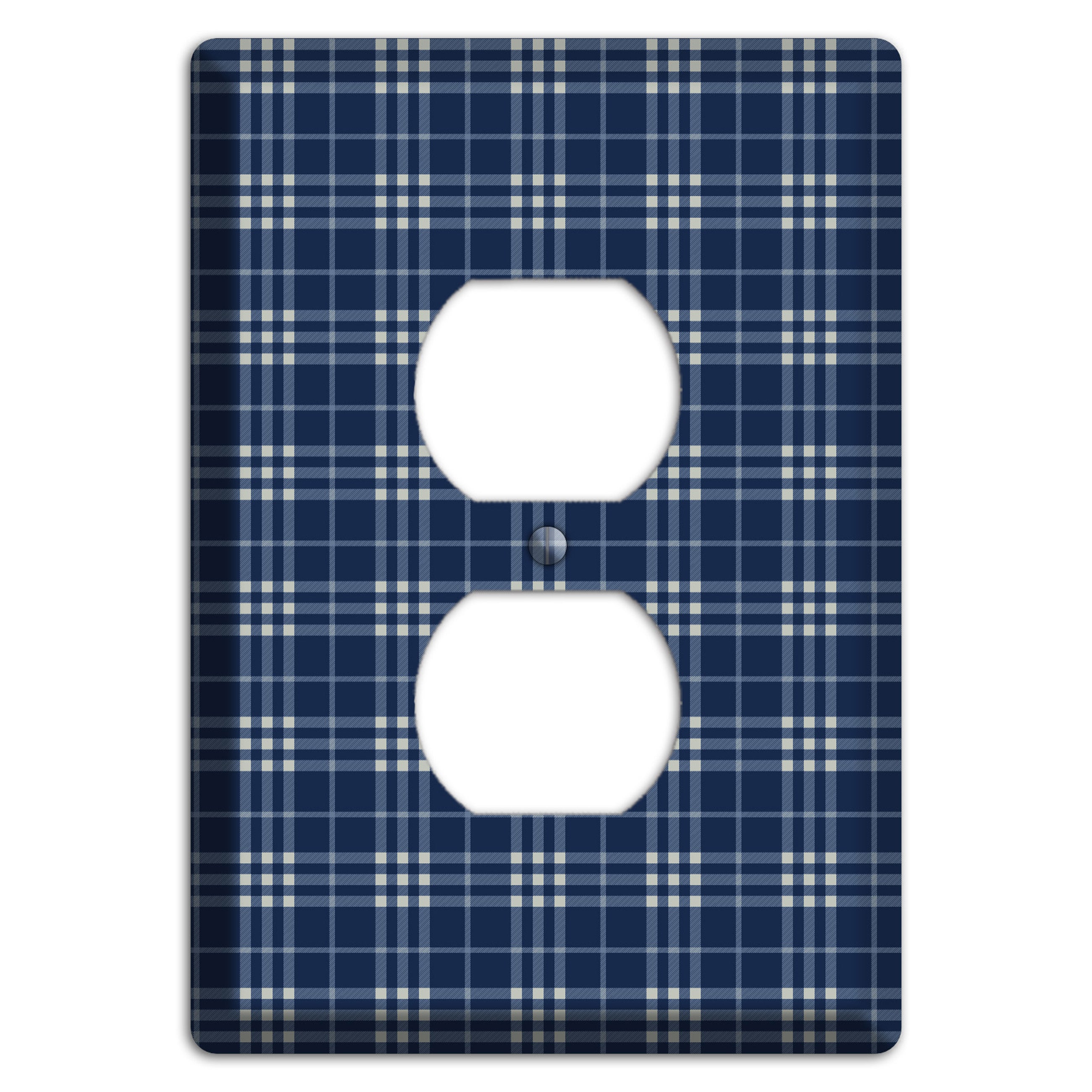 Blue and White Plaid Duplex Outlet Wallplate