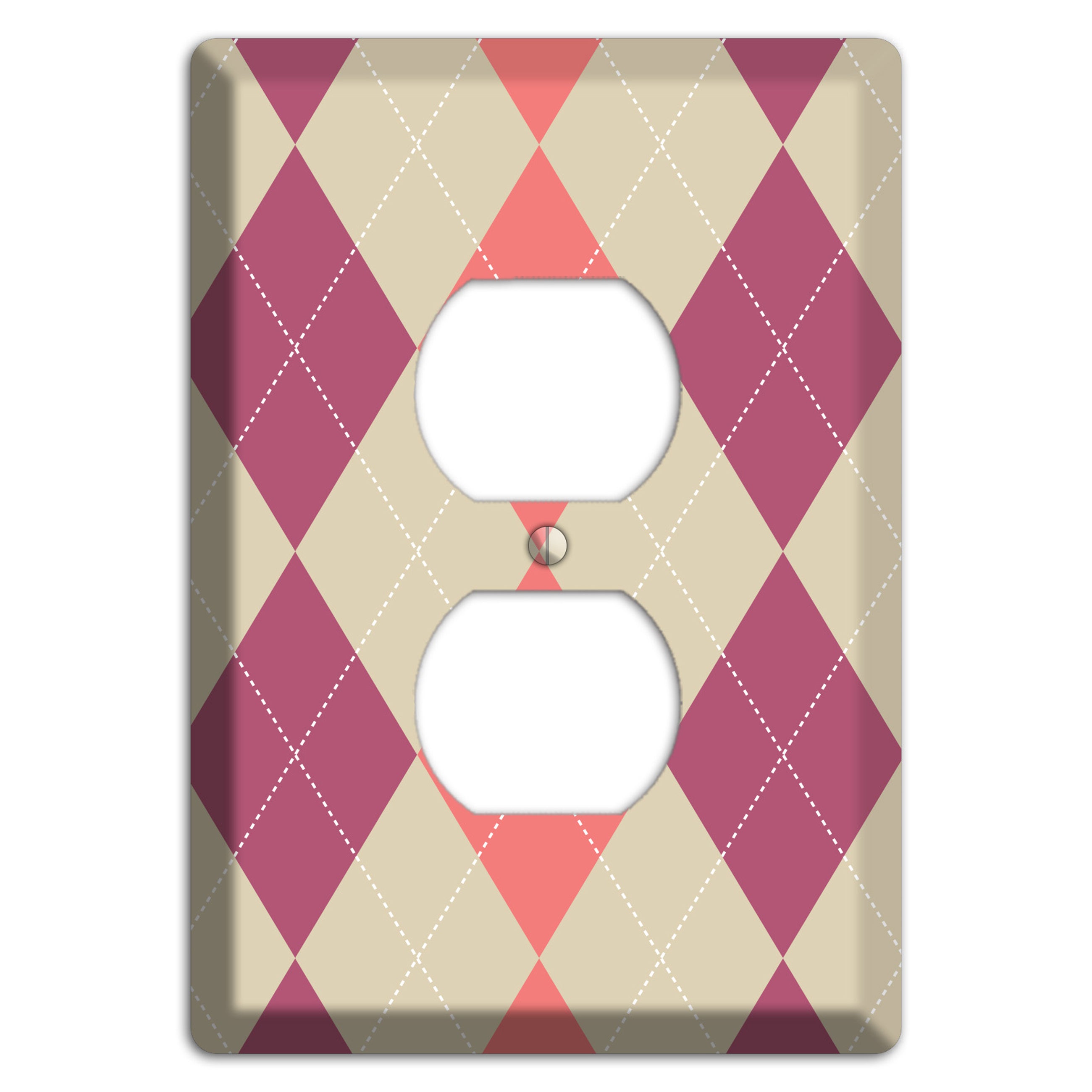Pink and Tan Argyle Duplex Outlet Wallplate