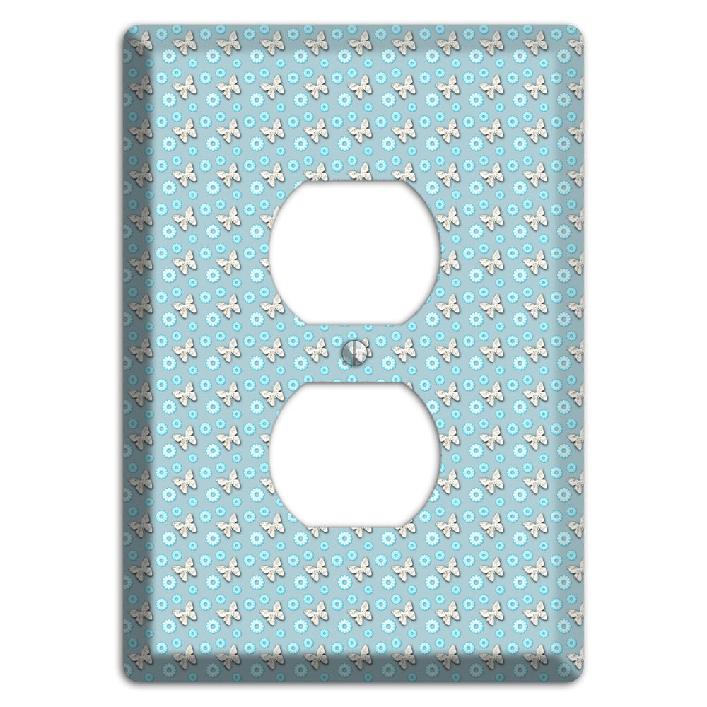 Blue with Butterflies Duplex Outlet Wallplate