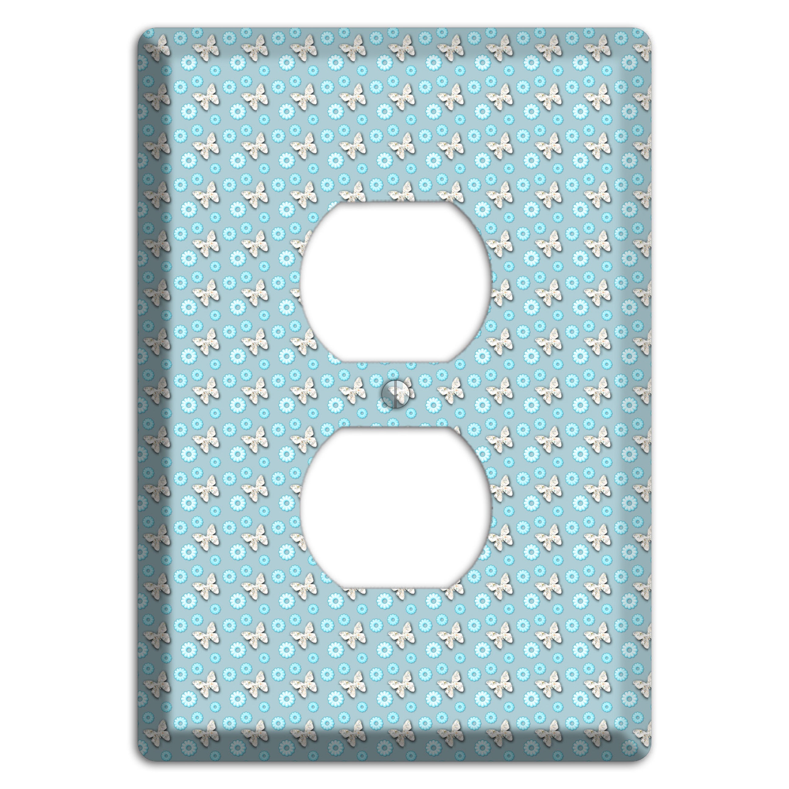 Blue with Butterflies Duplex Outlet Wallplate
