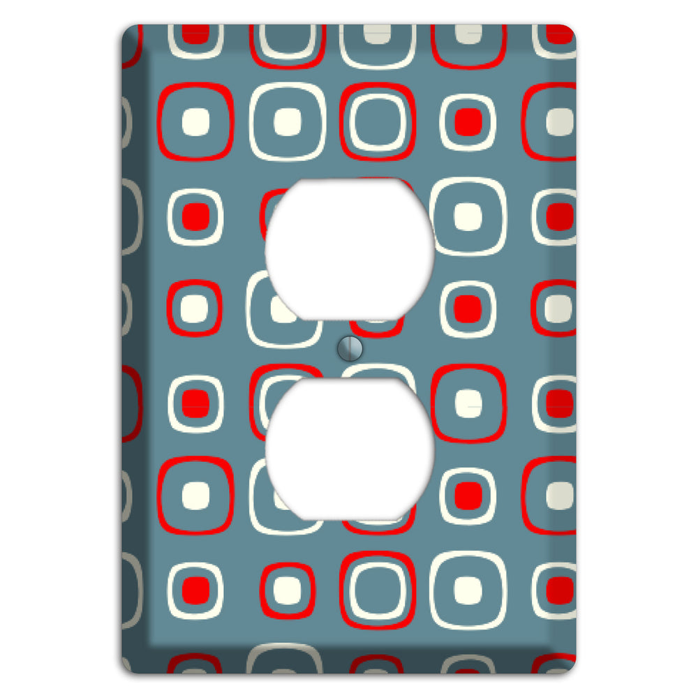 Blue and Red Rounded Squares Duplex Outlet Wallplate