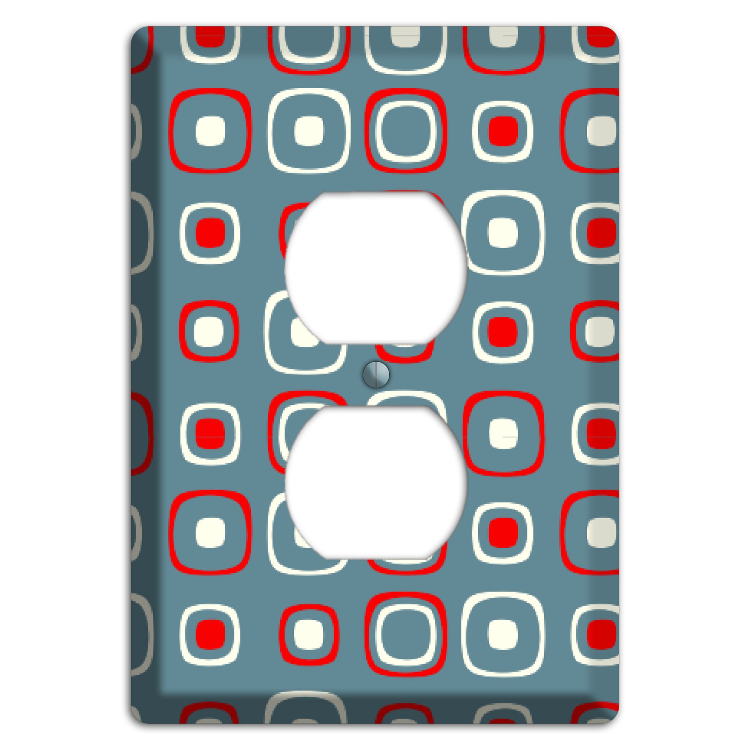 Blue and Red Rounded Squares Duplex Outlet Wallplate