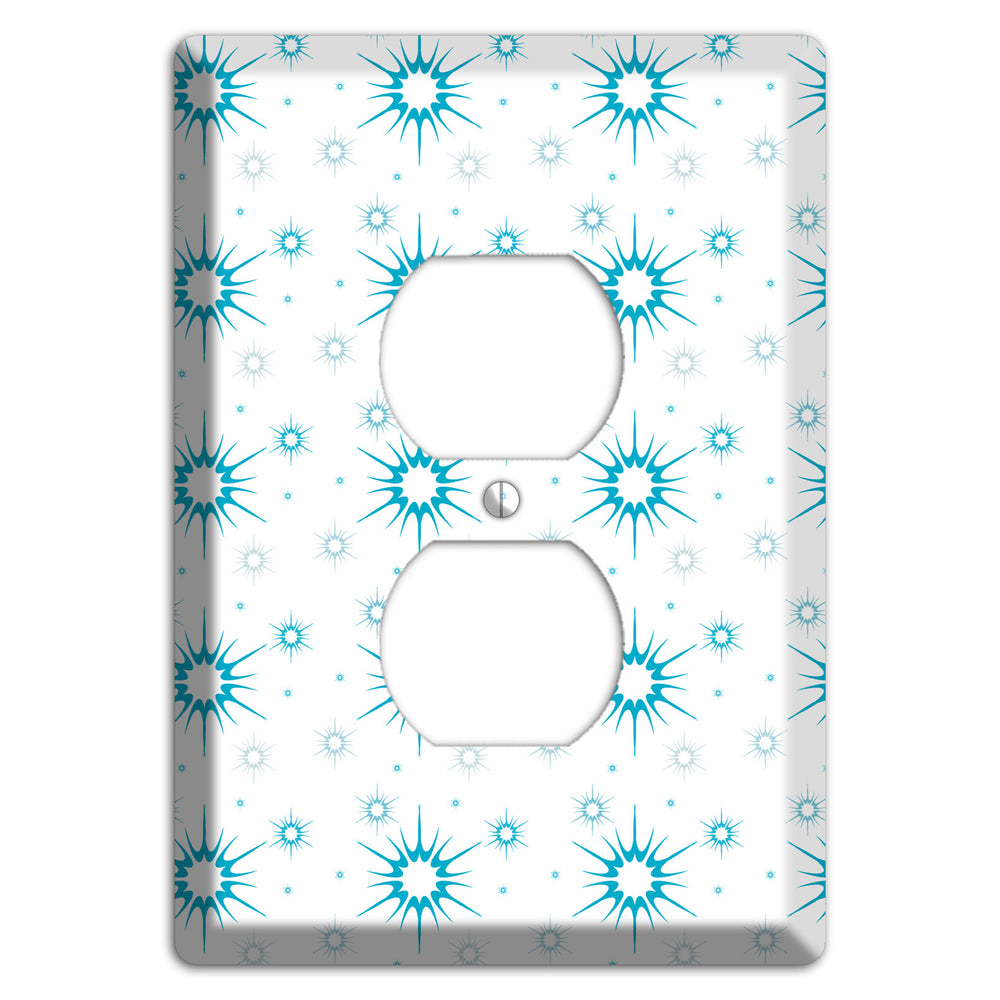 Blue Retro Burst Duplex Outlet Wallplate