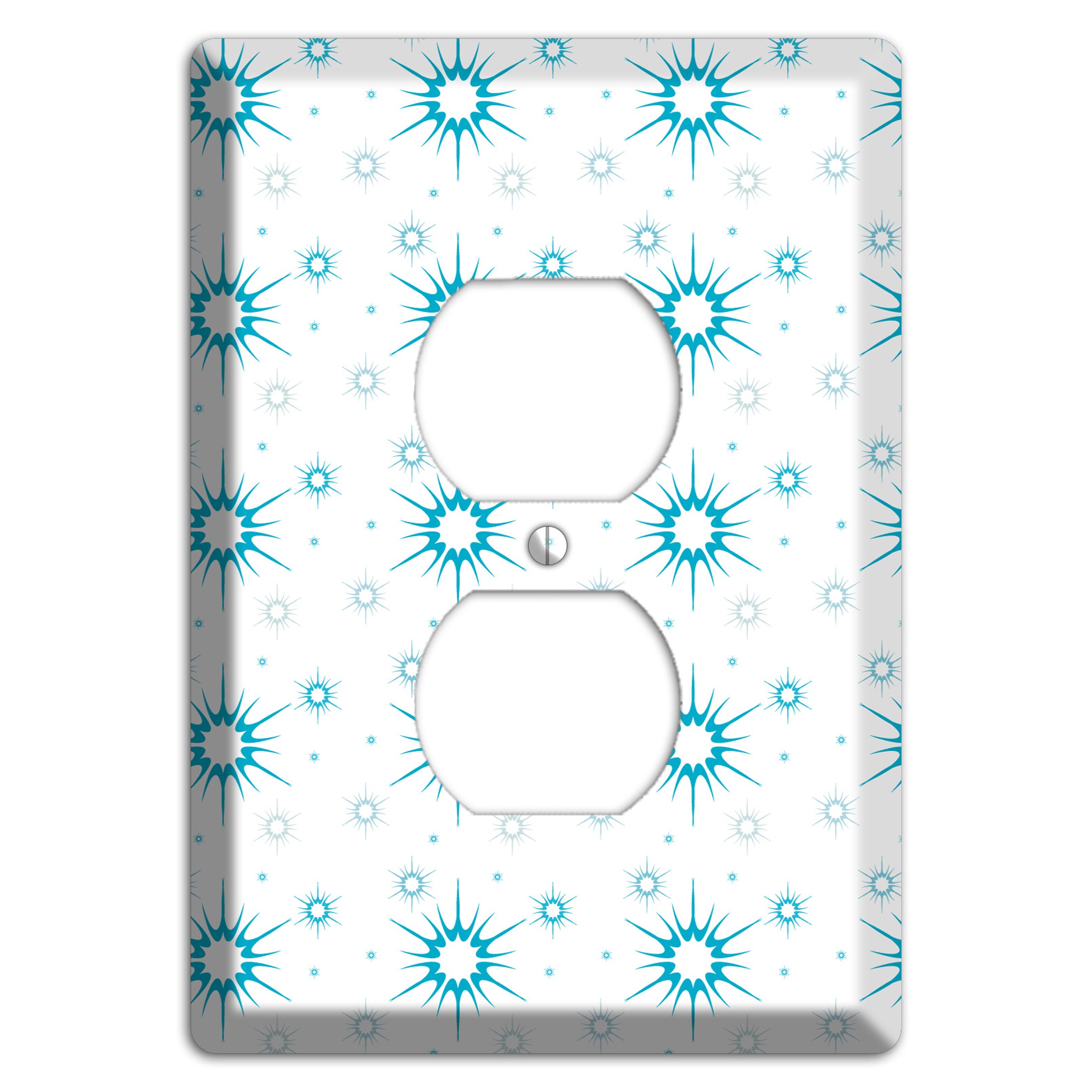 Blue Retro Burst Duplex Outlet Wallplate