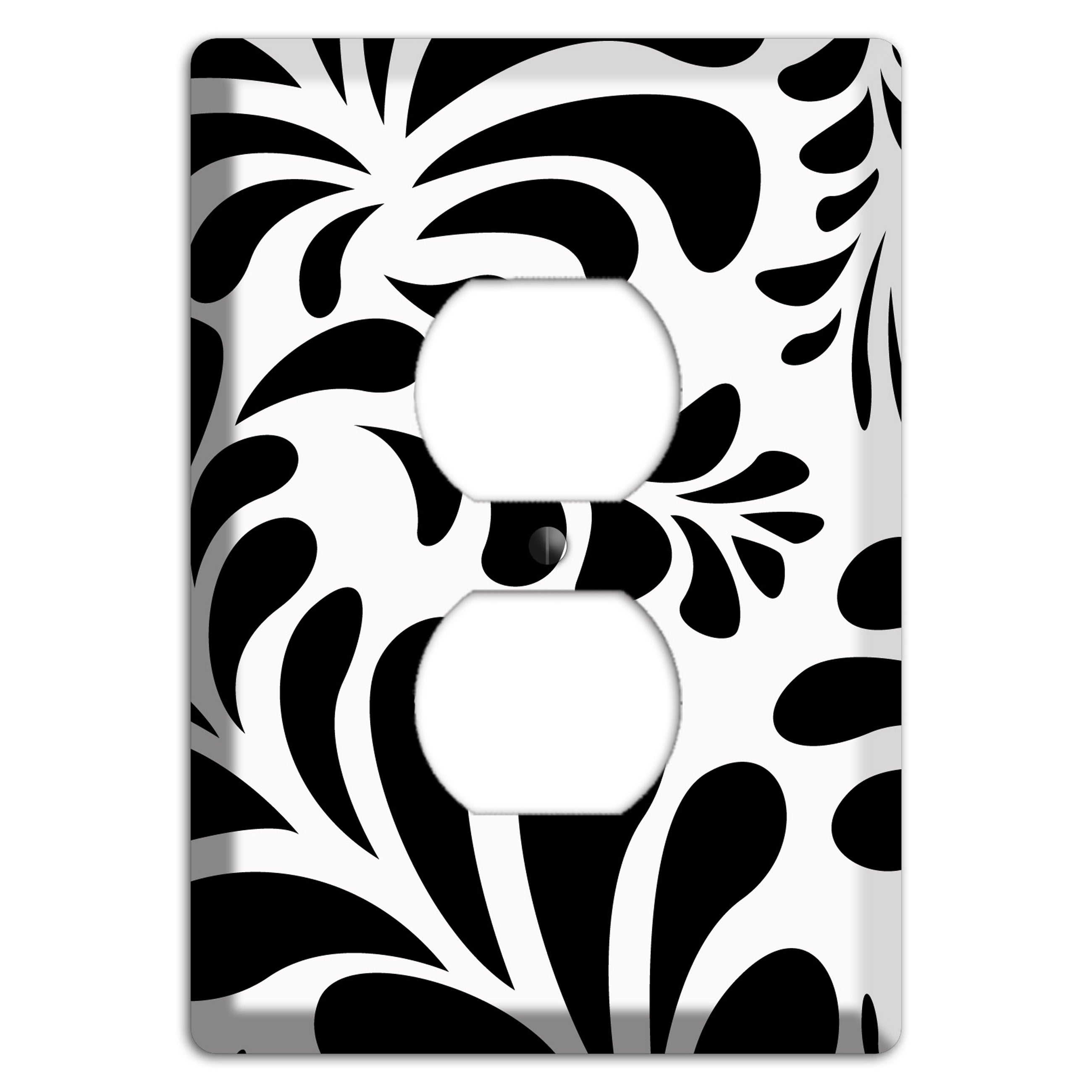 White with Black Herati Duplex Outlet Wallplate