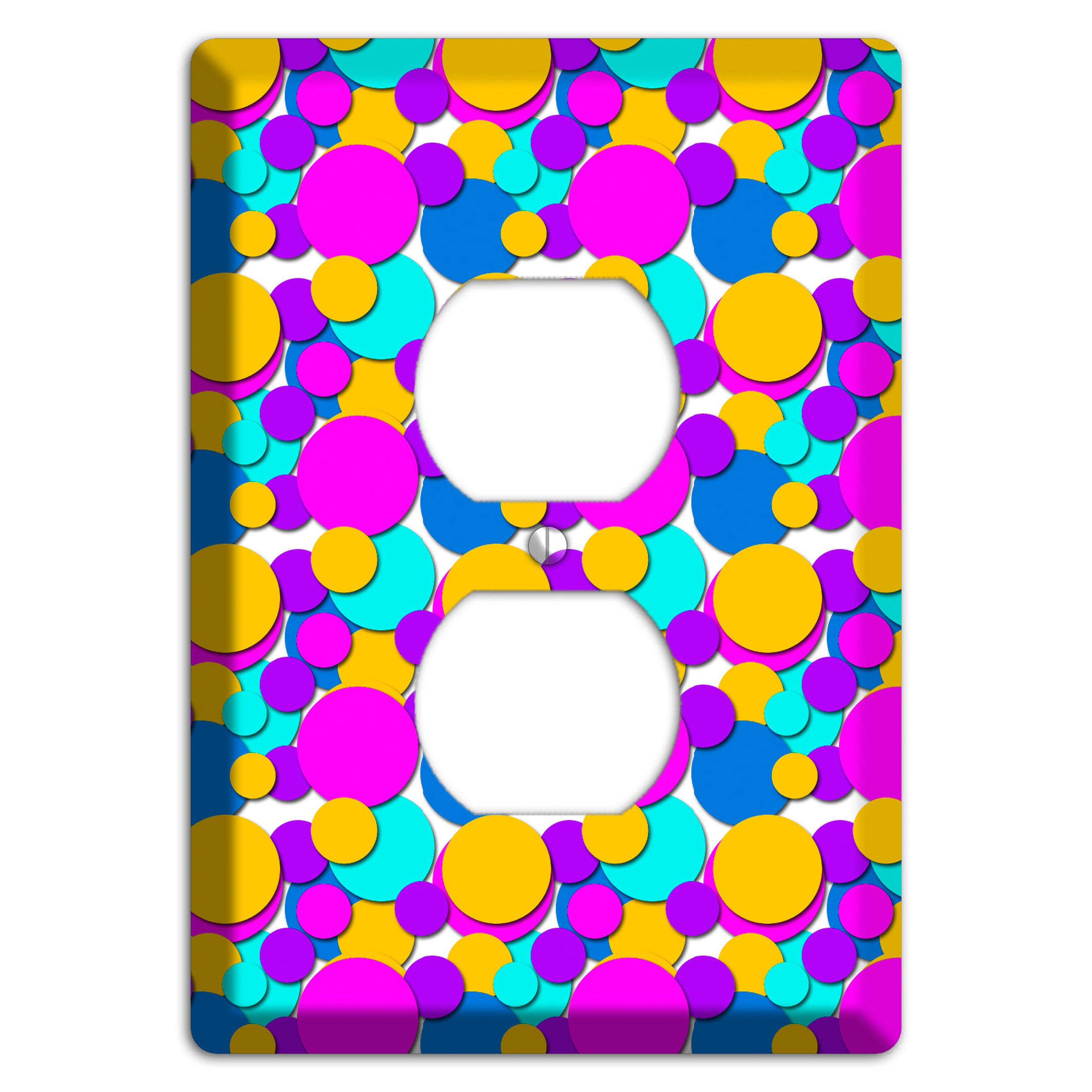 Orange Turquoise Fuschia Blue Bubble Dots Duplex Outlet Wallplate