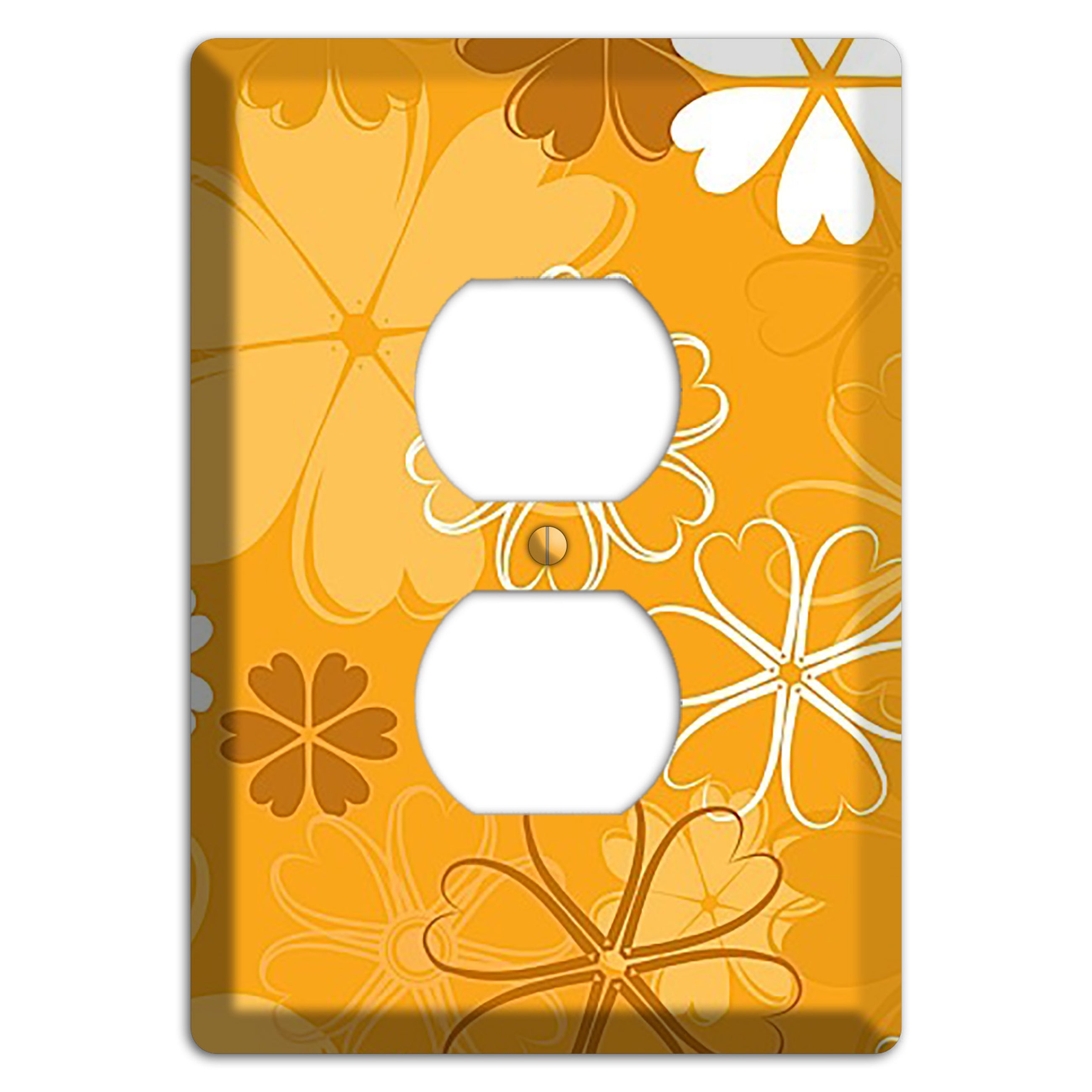 Orange Retro Flowers Duplex Outlet Wallplate