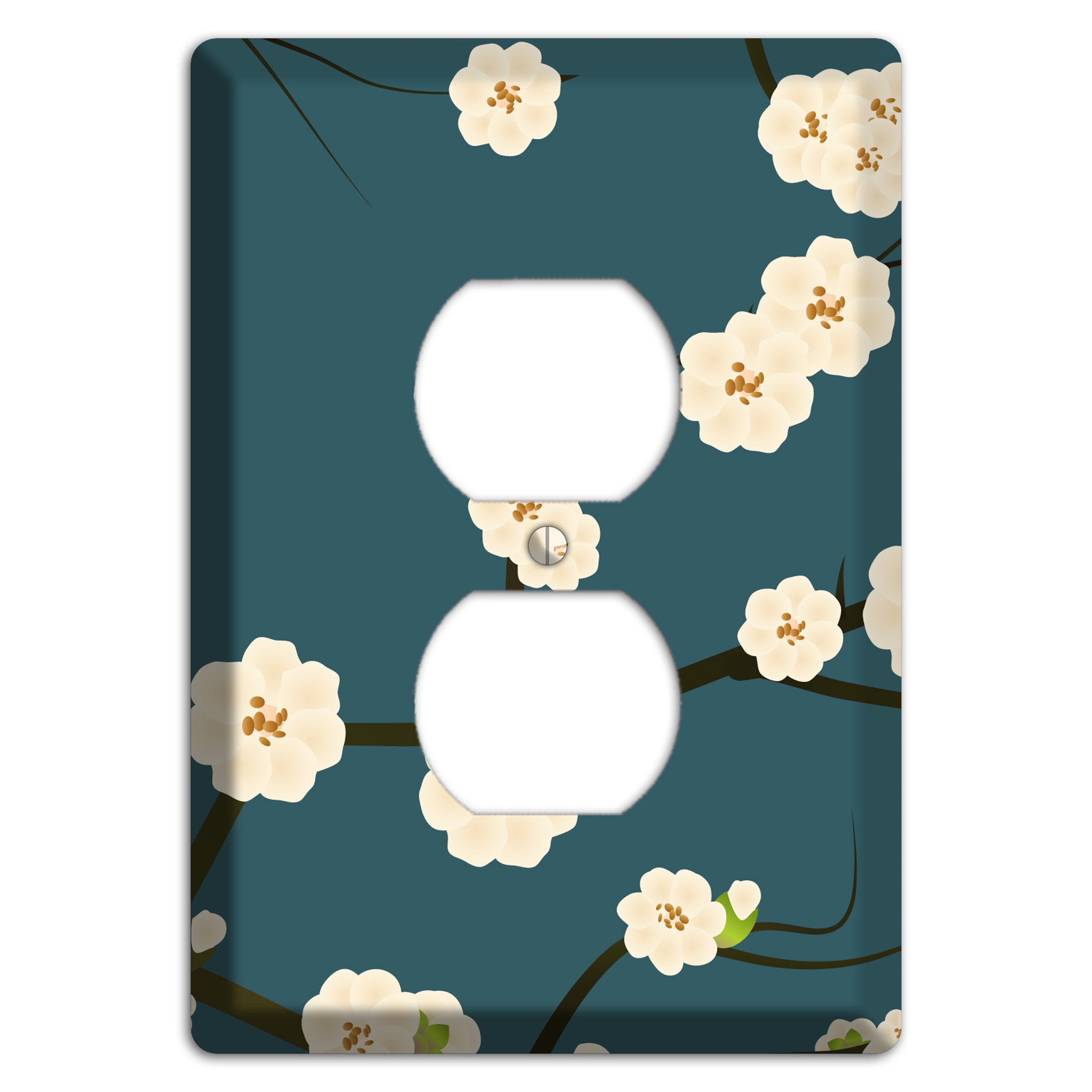 Blue Cherry Blossoms Duplex Outlet Wallplate