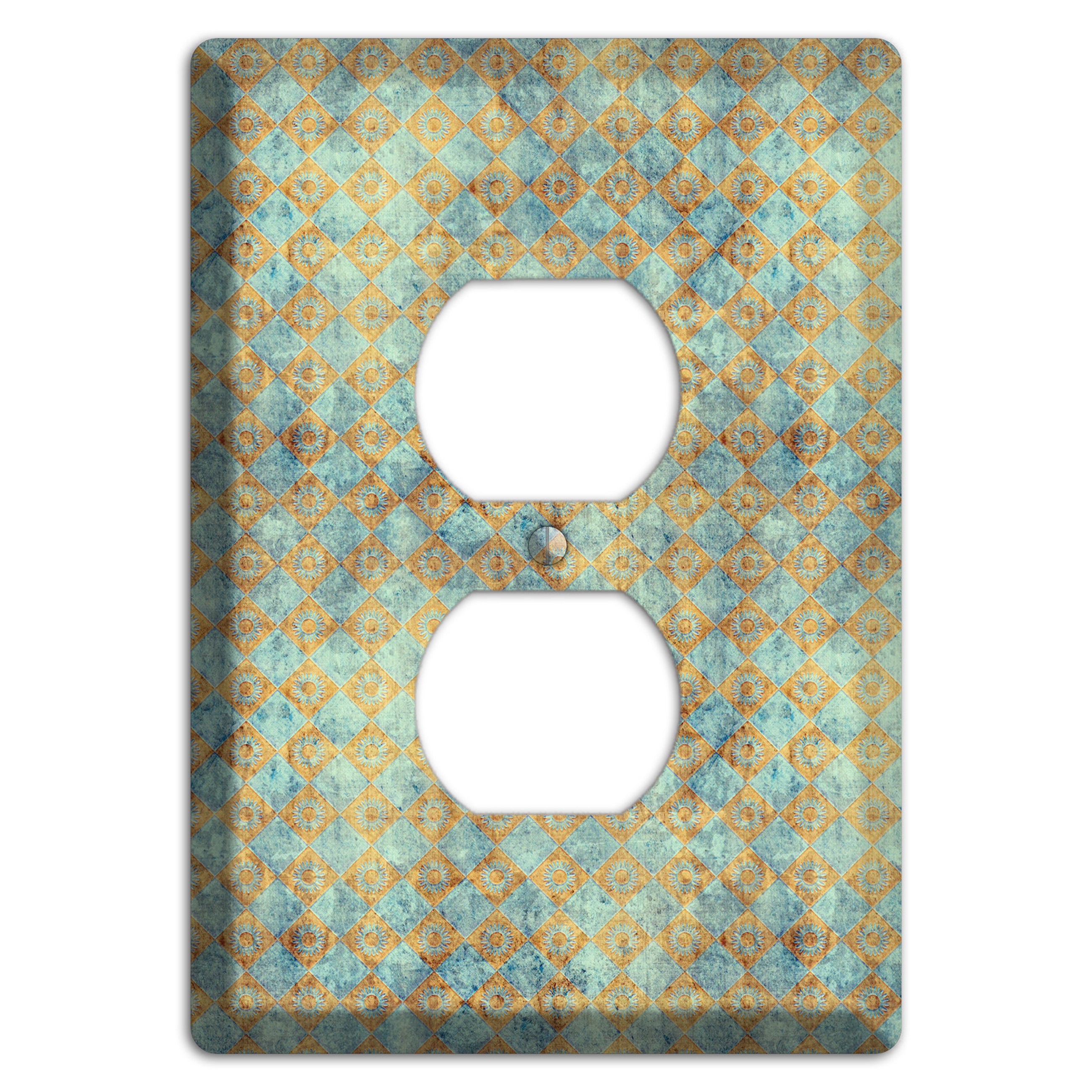 Green and Beige Diamond Circles Duplex Outlet Wallplate
