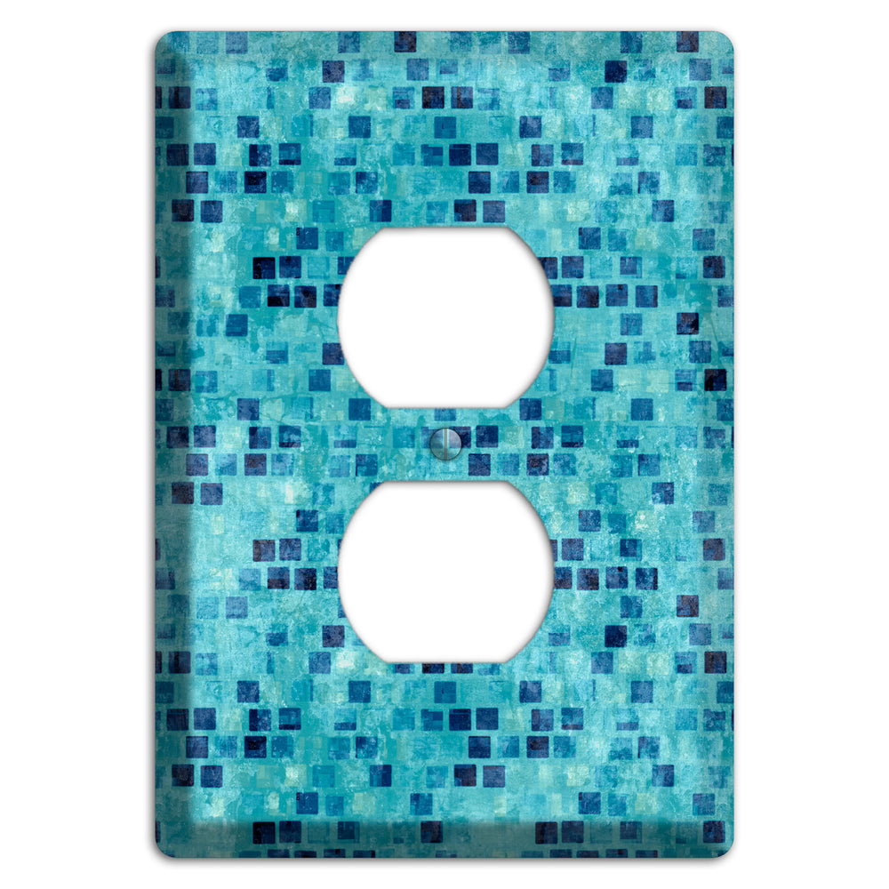 Turquoise Grunge Tile Duplex Outlet Wallplate