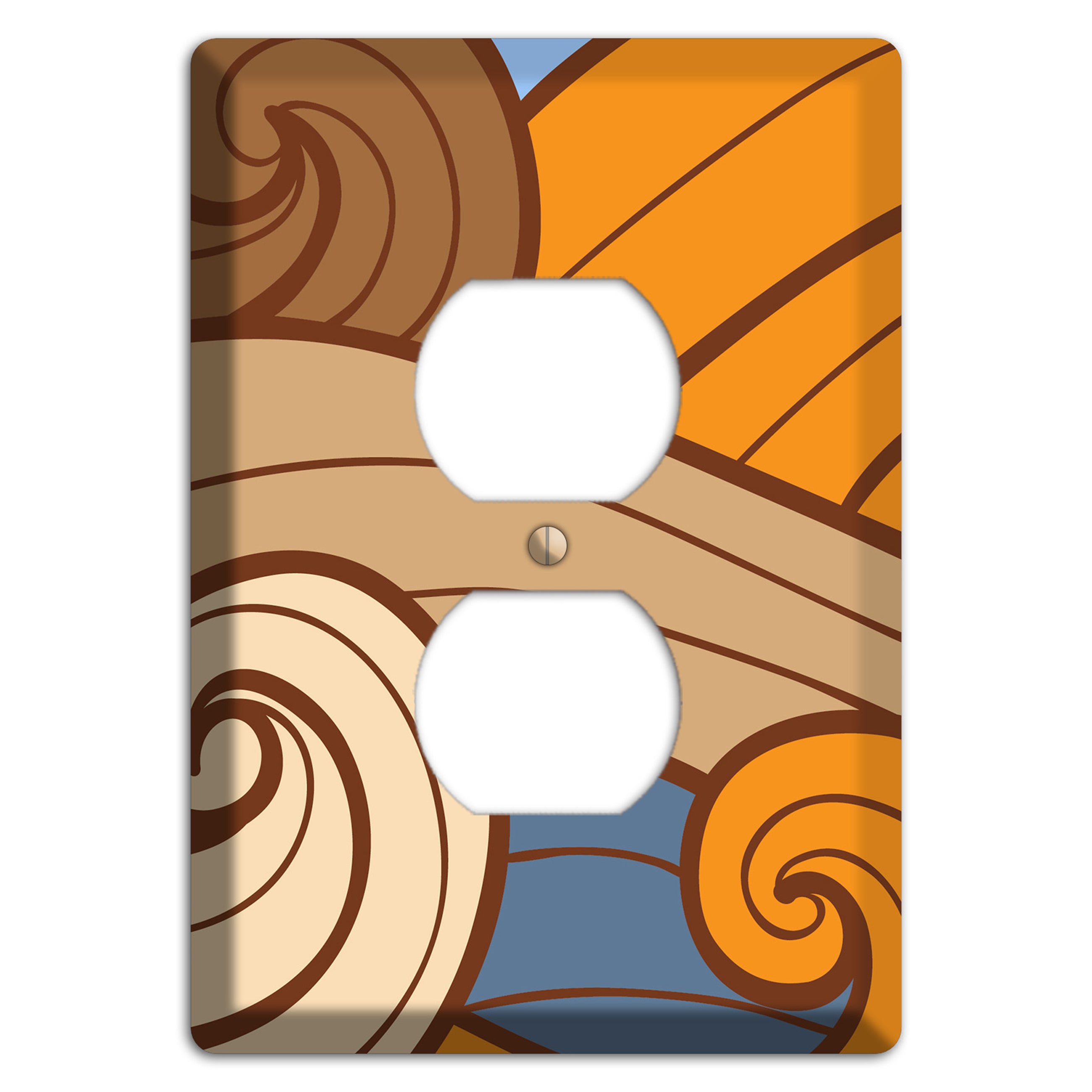 Abstract Curl Blue & Cream Duplex Outlet Wallplate