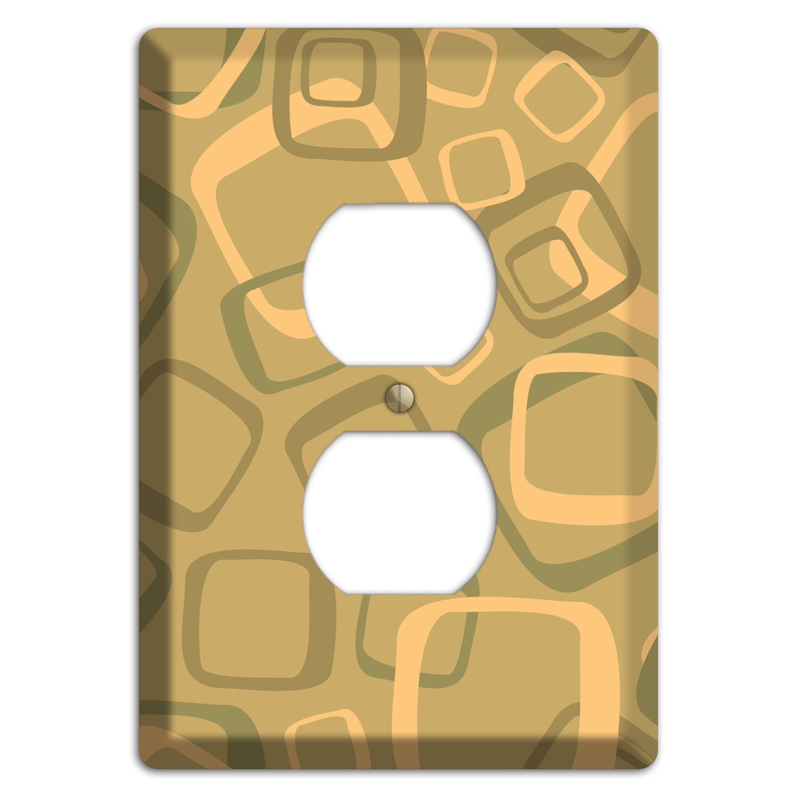 Multi Olive Random Retro Squares Duplex Outlet Wallplate
