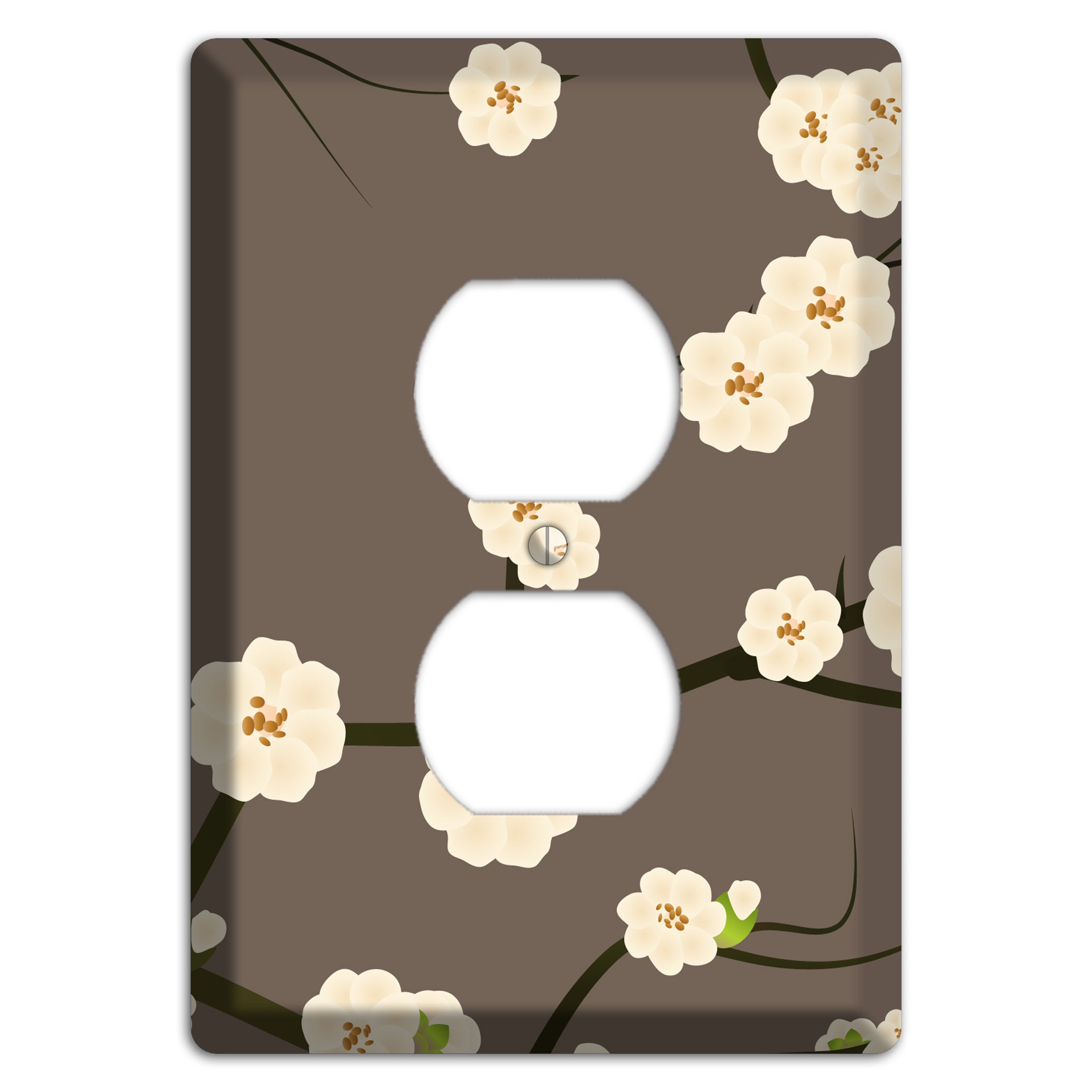 Yellow and Brown Cherry Blossoms Duplex Outlet Wallplate