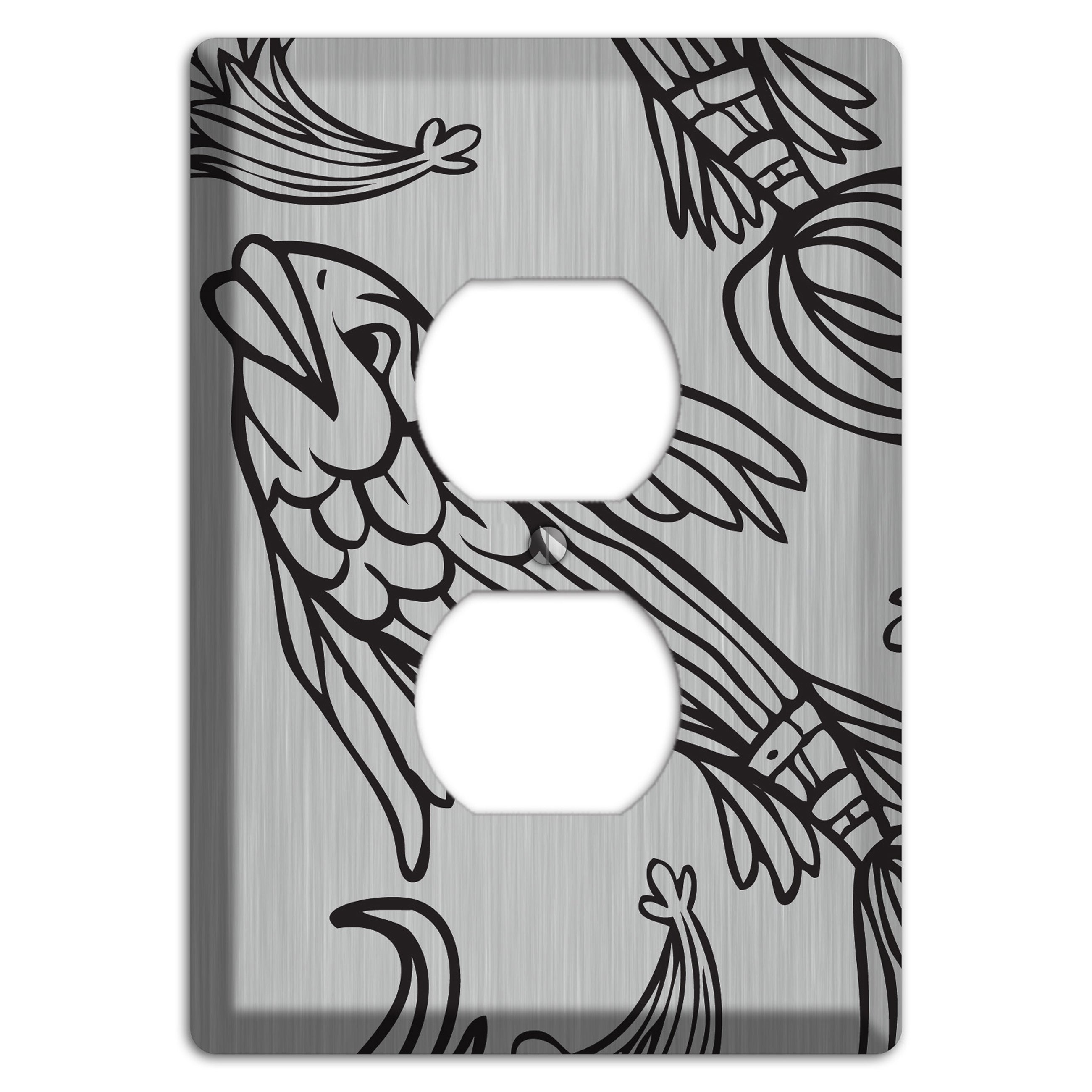 Black Koi  Stainless Duplex Outlet Wallplate