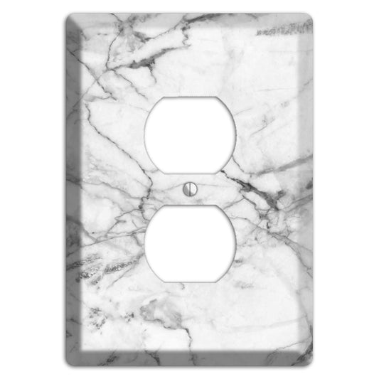 White and Gray Marble Duplex Outlet Wallplate