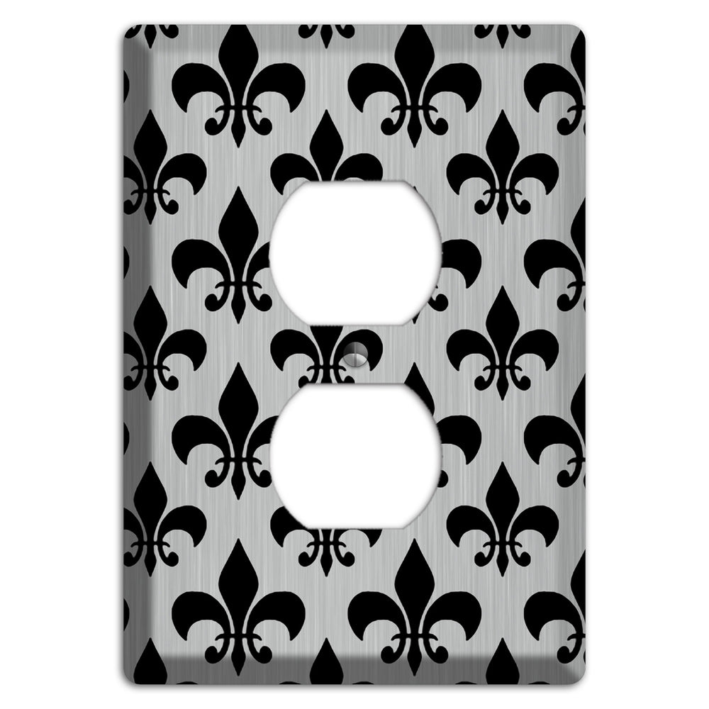 Fleur de Lis Stainless Steel Duplex Outlet Wallplate