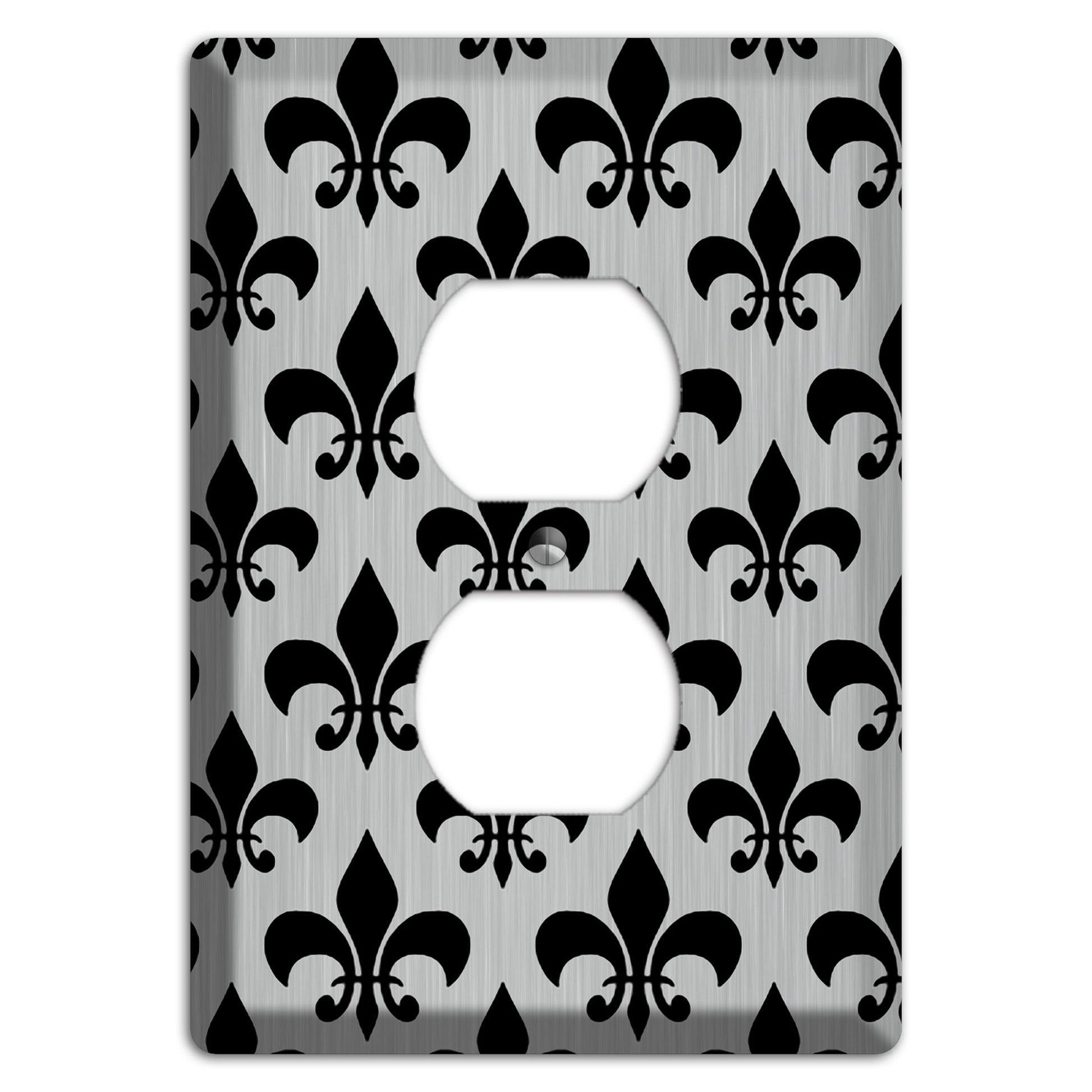 Fleur de Lis Stainless Duplex Outlet Wallplate