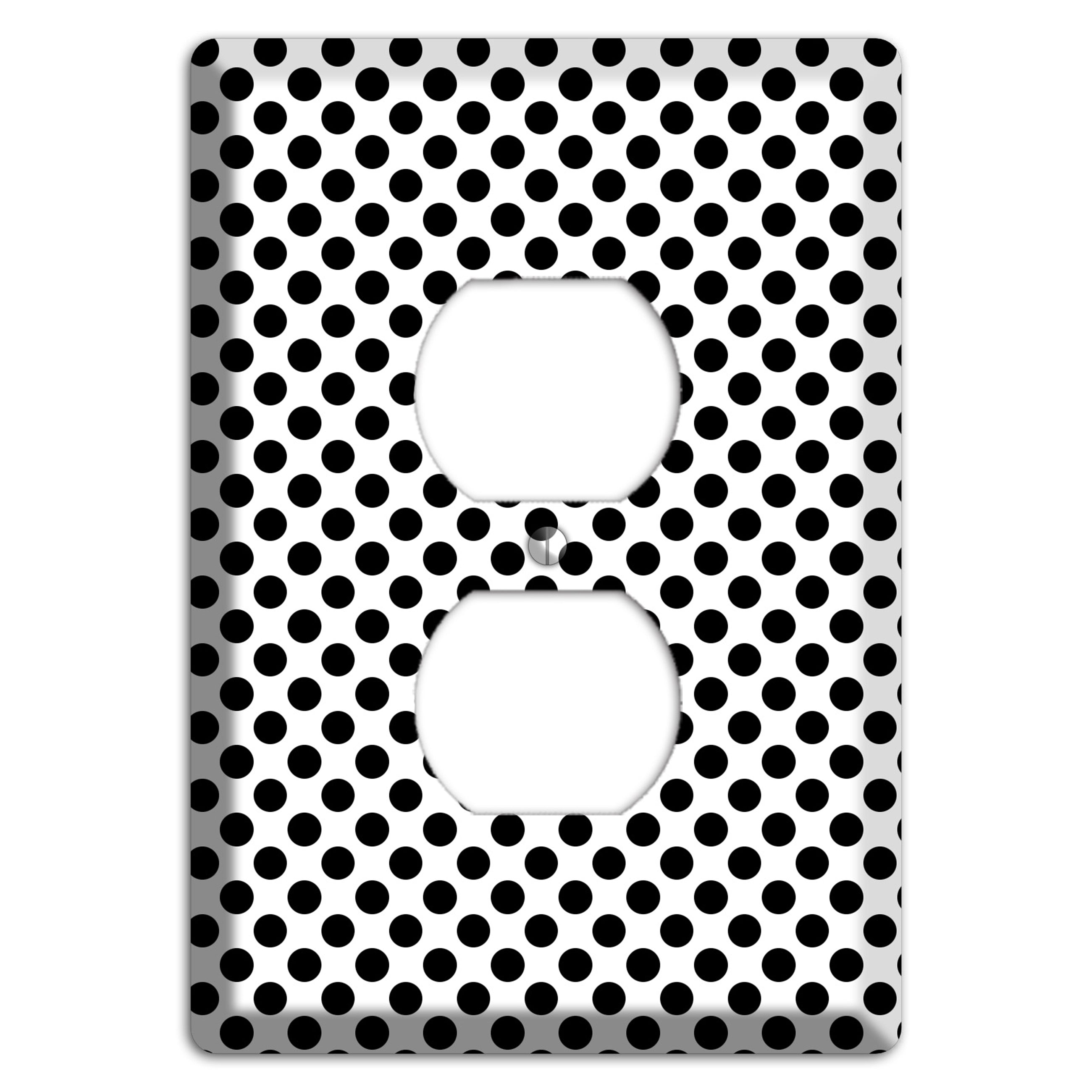 White with Black Packed Small Polka Dots Duplex Outlet Wallplate