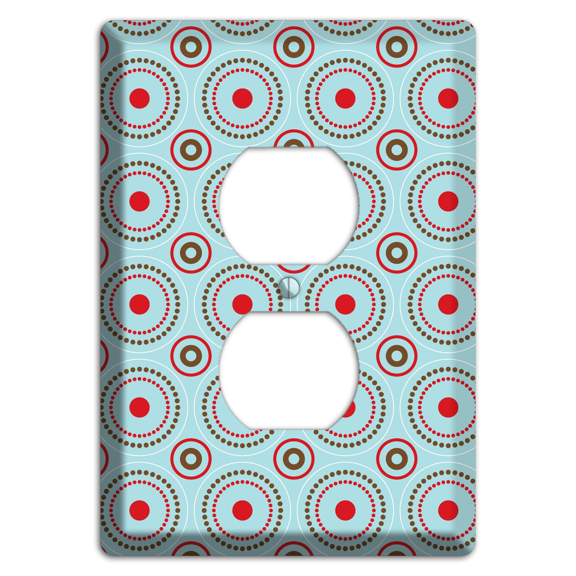 Dusty Blue with Red and Brown Retro Suzani Duplex Outlet Wallplate